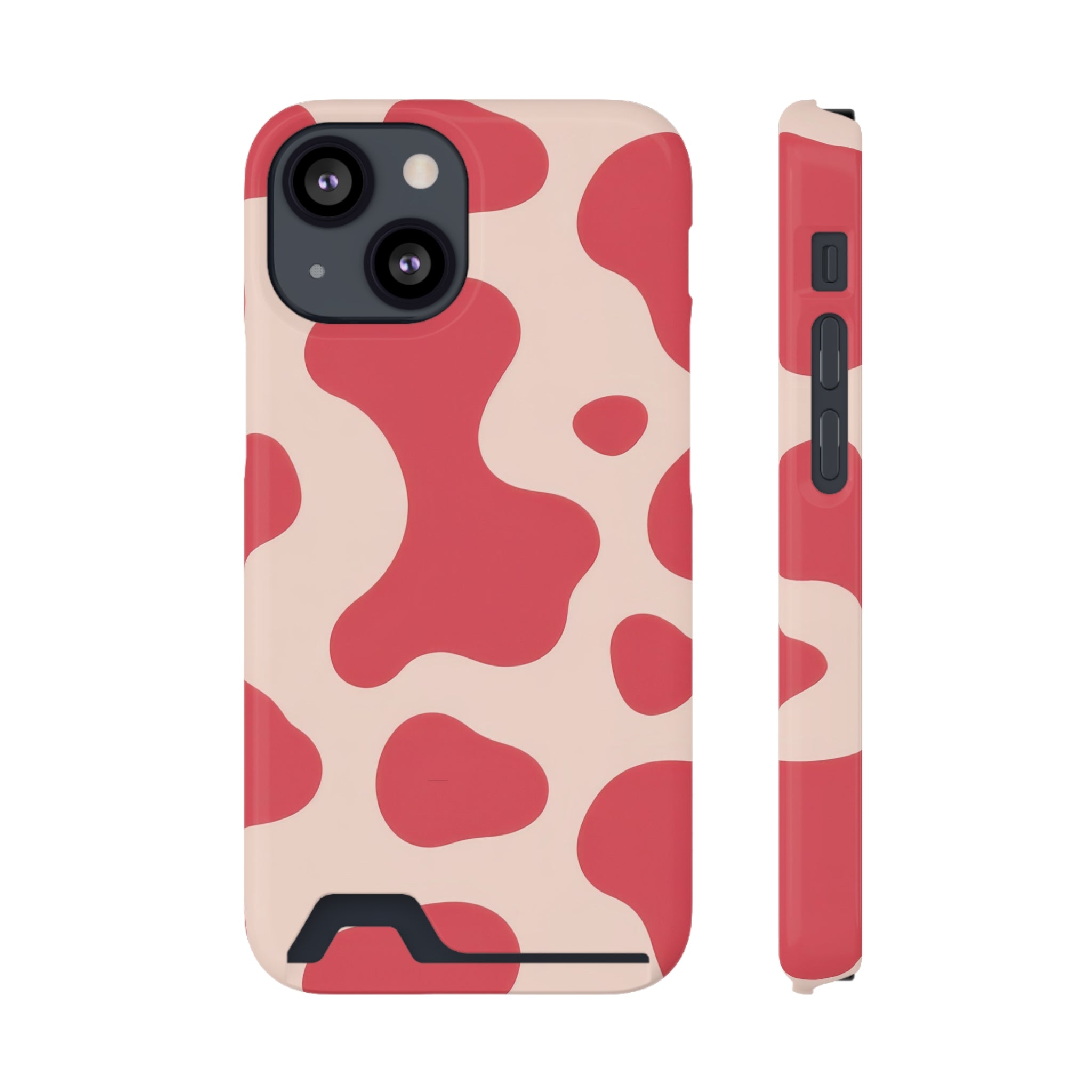 Red Jungle Cow Phone Case With Card Holder, Artsulli - Art is Long, Life is Short, Phone Case, Size, iPhone 13 Mini, Surface, Glossy, Shape, Without gift packaging, 33172056504306055871