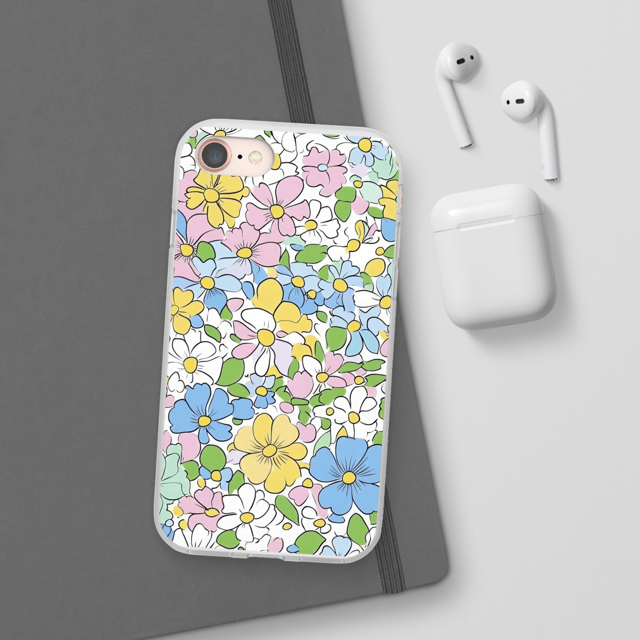 Colorful Floral Clear Flexi Case, Artsulli - Art is Long, Life is Short, Phone Case, , , , , , ,