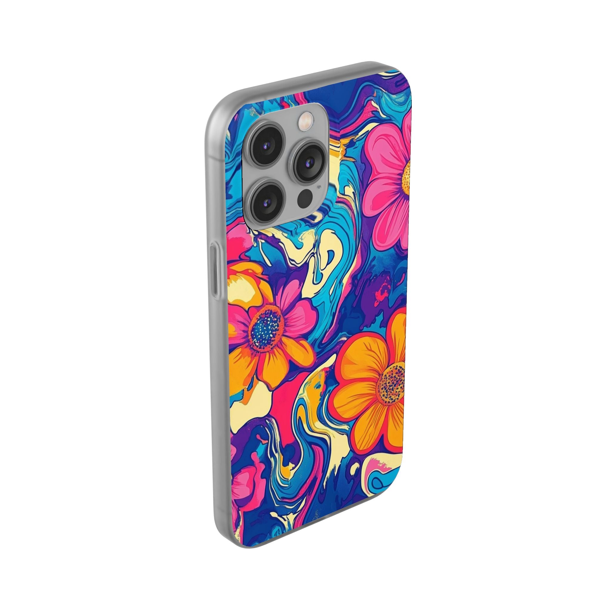 Vibrant Psychedelic Floral Flexi Case, Artsulli - Art is Long, Life is Short, Phone Case, , , , , , ,