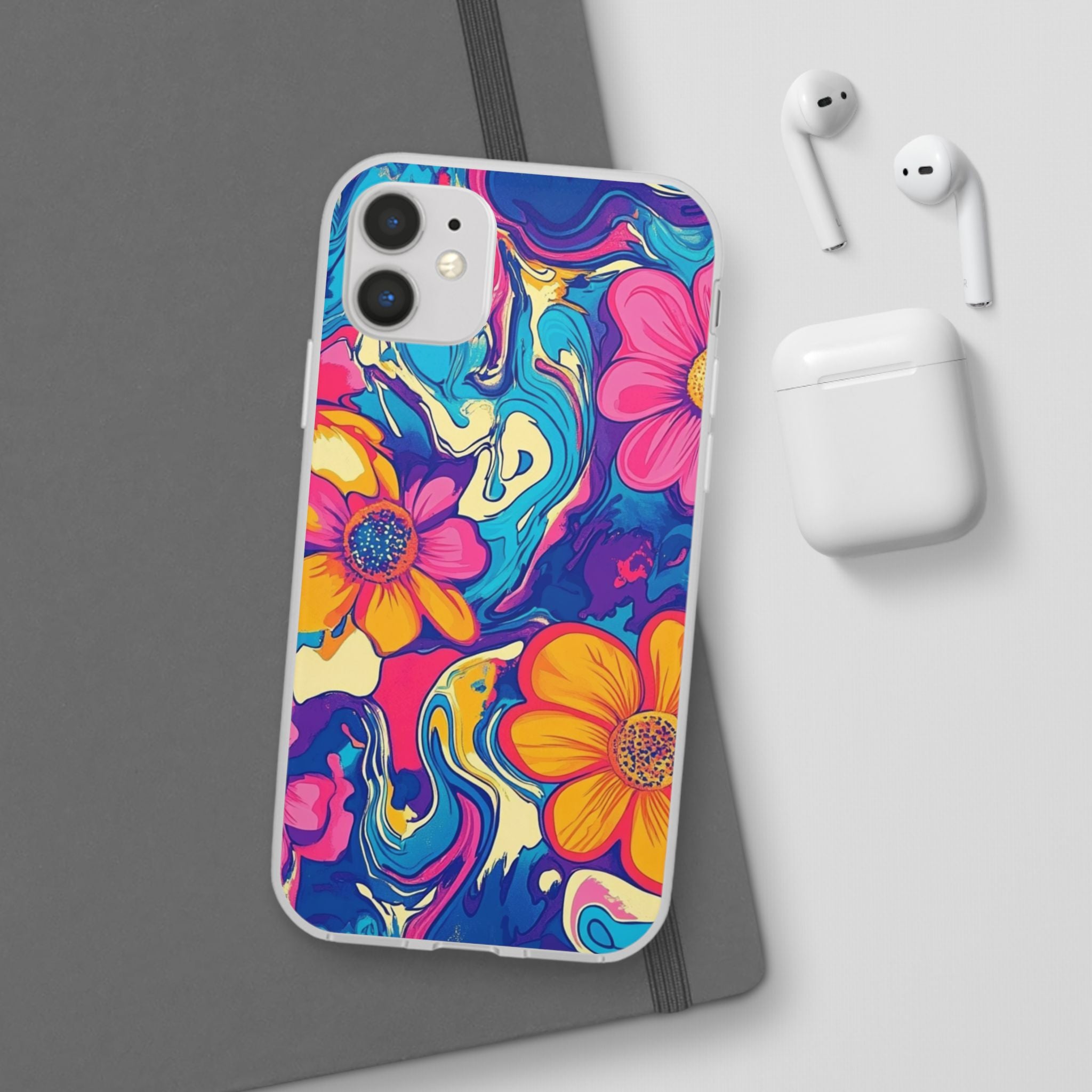 Vibrant Psychedelic Floral Flexi Case, Artsulli - Art is Long, Life is Short, Phone Case, , , , , , ,