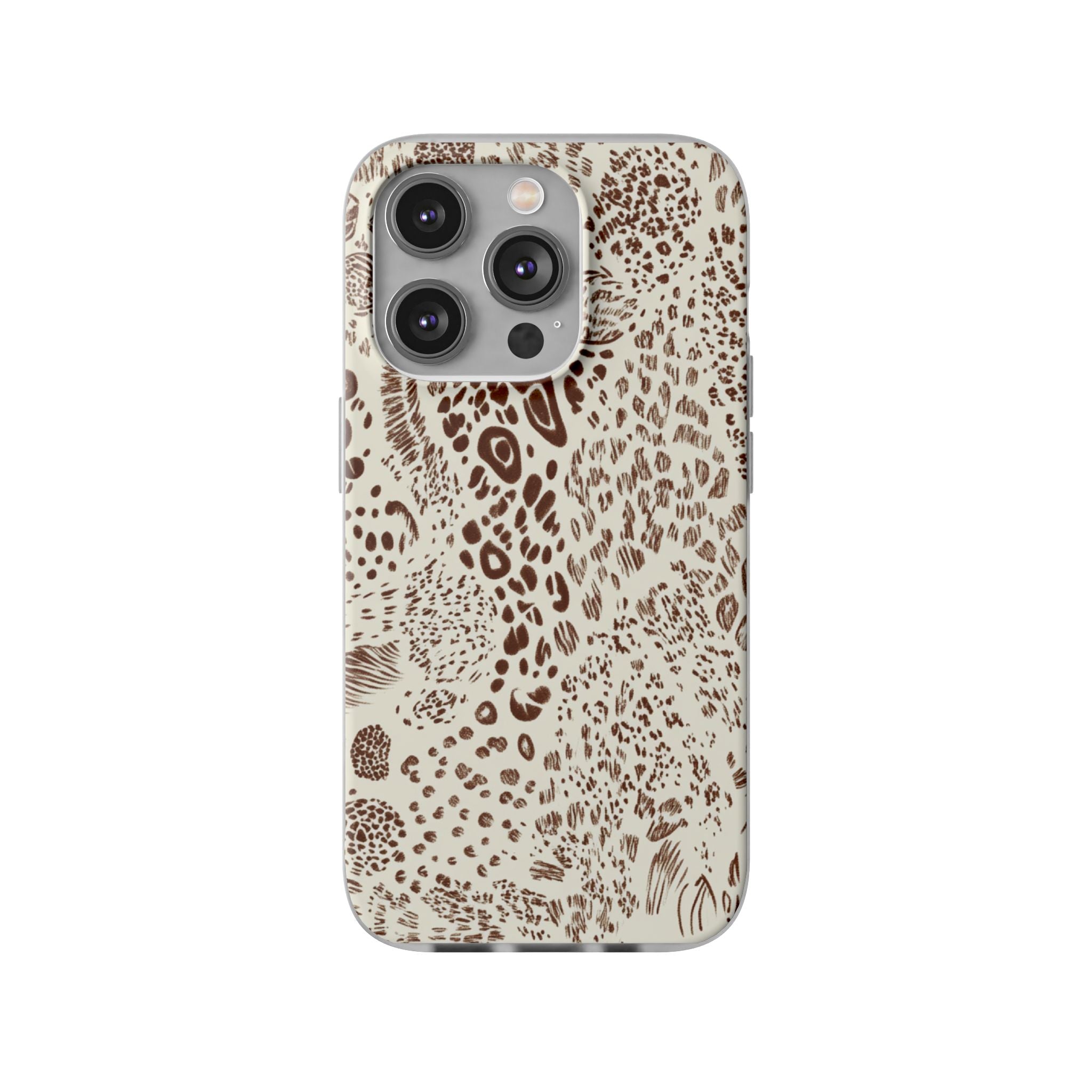 Brown Animal Print Flexi Case, Artsulli - Art is Long, Life is Short, Phone Case, Size, iPhone 14 Pro with gift packaging, , , , , 56155060124640579404