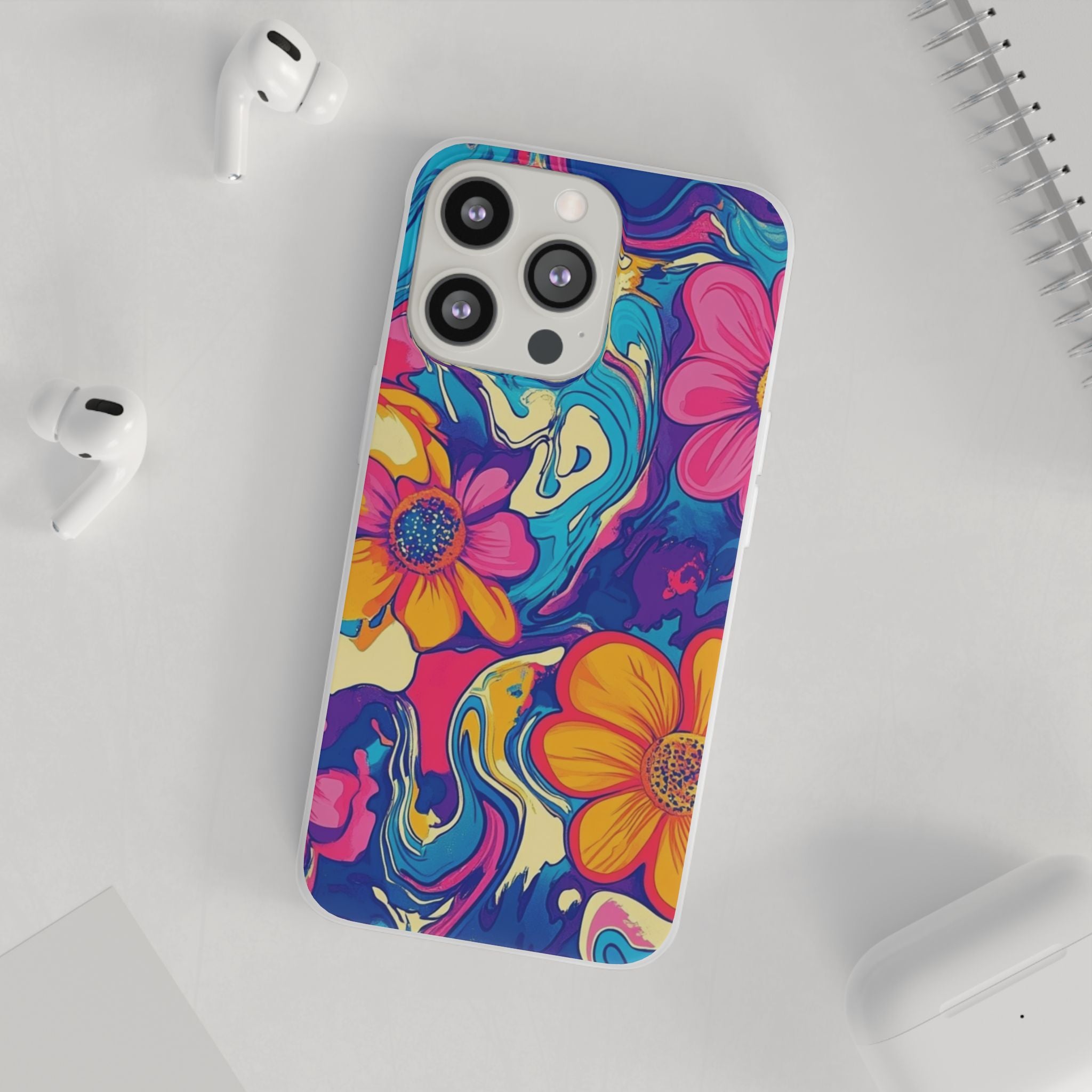 Vibrant Psychedelic Floral Flexi Case, Artsulli - Art is Long, Life is Short, Phone Case, , , , , , ,