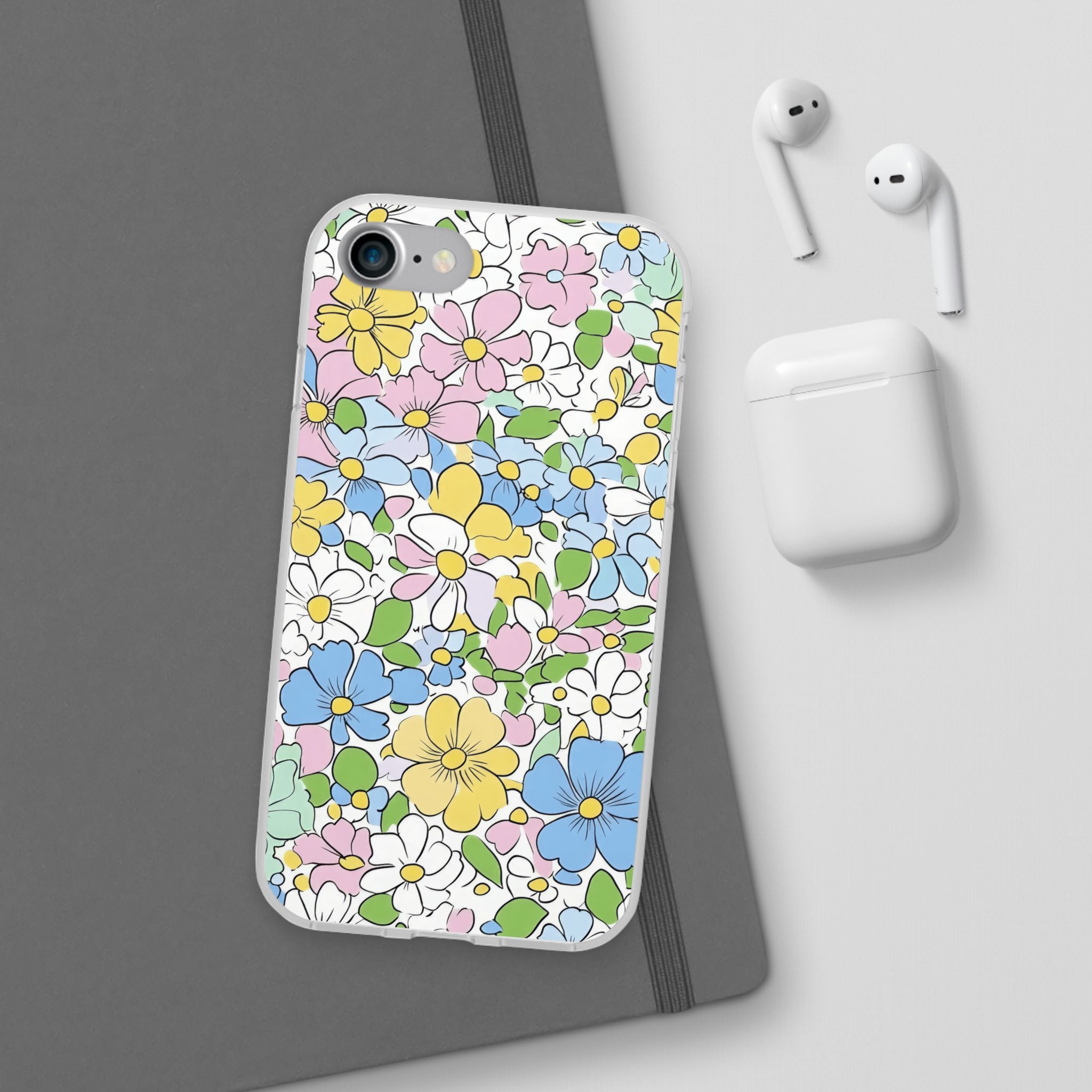 Colorful Floral Clear Flexi Case, Artsulli - Art is Long, Life is Short, Phone Case, , , , , , ,