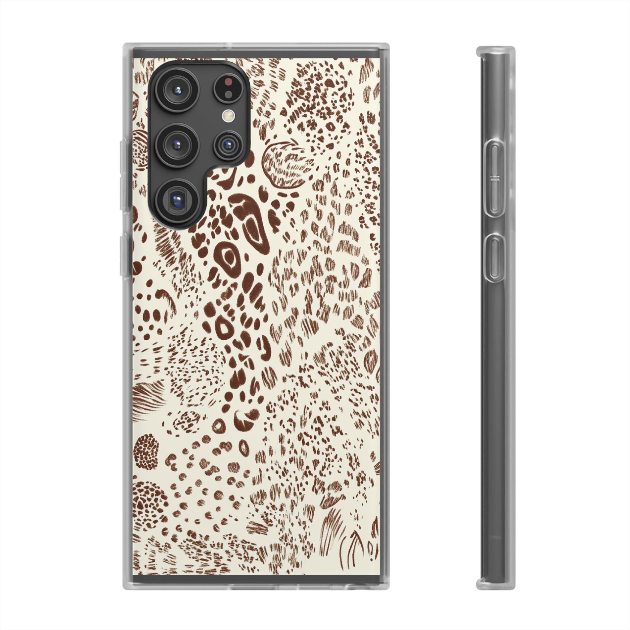 Brown Animal Print Flexi Case, Artsulli - Art is Long, Life is Short, Phone Case, Size, Samsung Galaxy S22 Ultra, , , , , 12332623311354578483