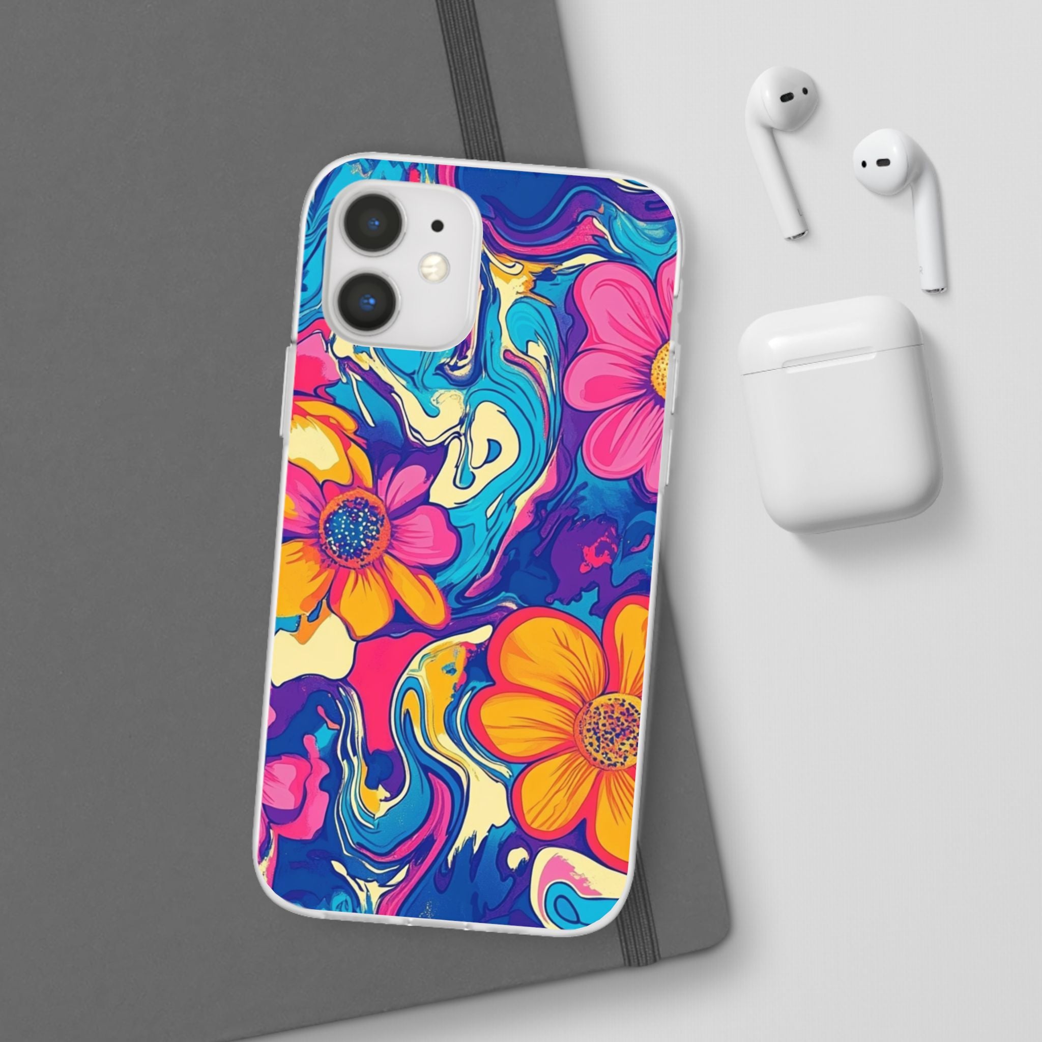 Vibrant Psychedelic Floral Flexi Case, Artsulli - Art is Long, Life is Short, Phone Case, , , , , , ,