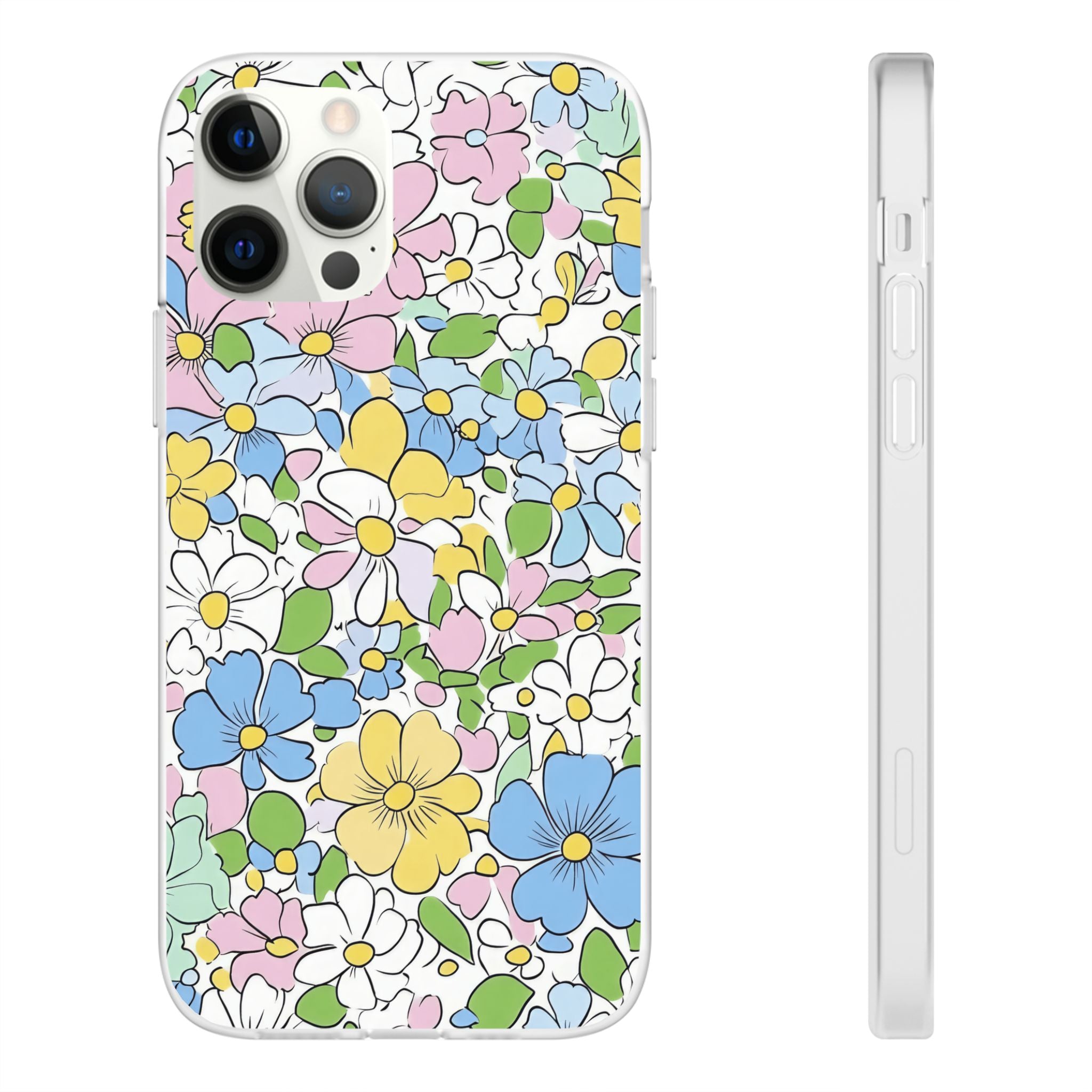 Colorful Floral Clear Flexi Case, Artsulli - Art is Long, Life is Short, Phone Case, Size, iPhone 12 Pro, , , , , 16945330821754310294