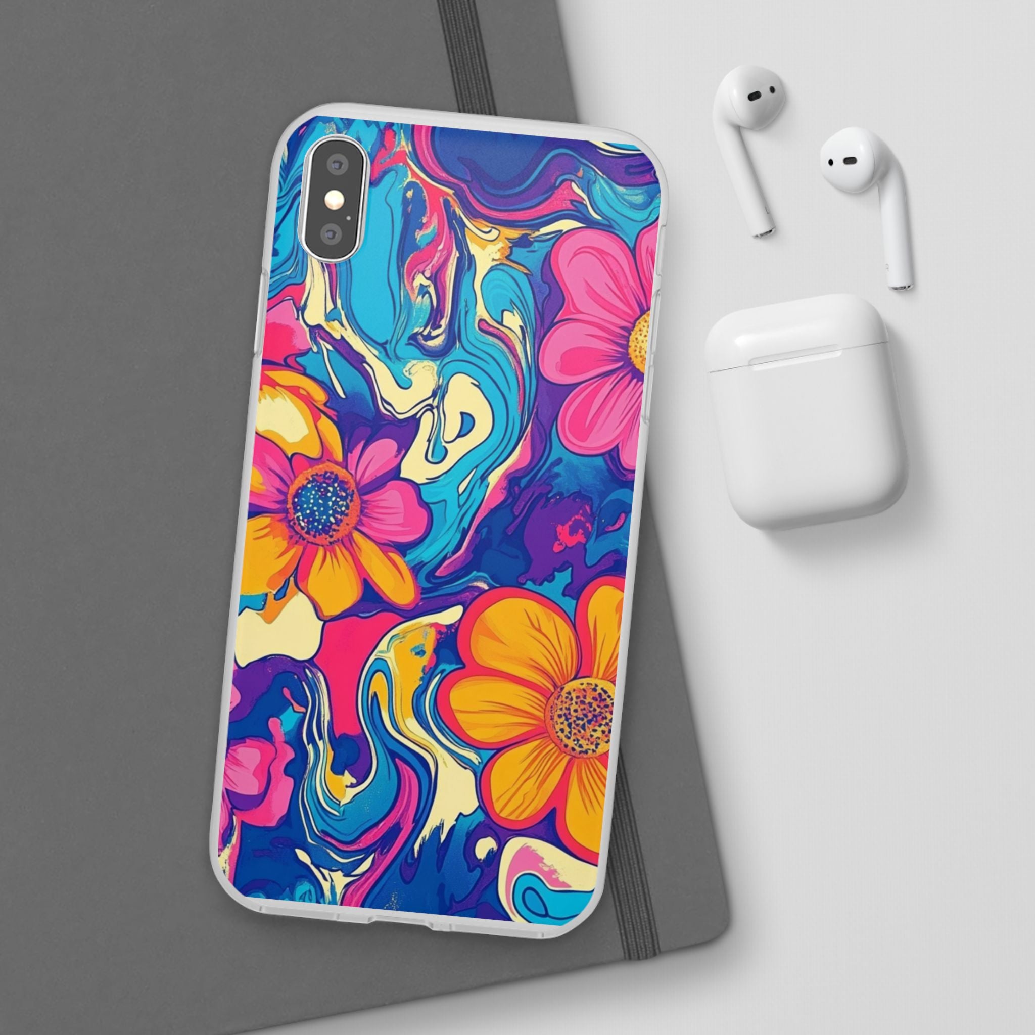 Vibrant Psychedelic Floral Flexi Case, Artsulli - Art is Long, Life is Short, Phone Case, , , , , , ,
