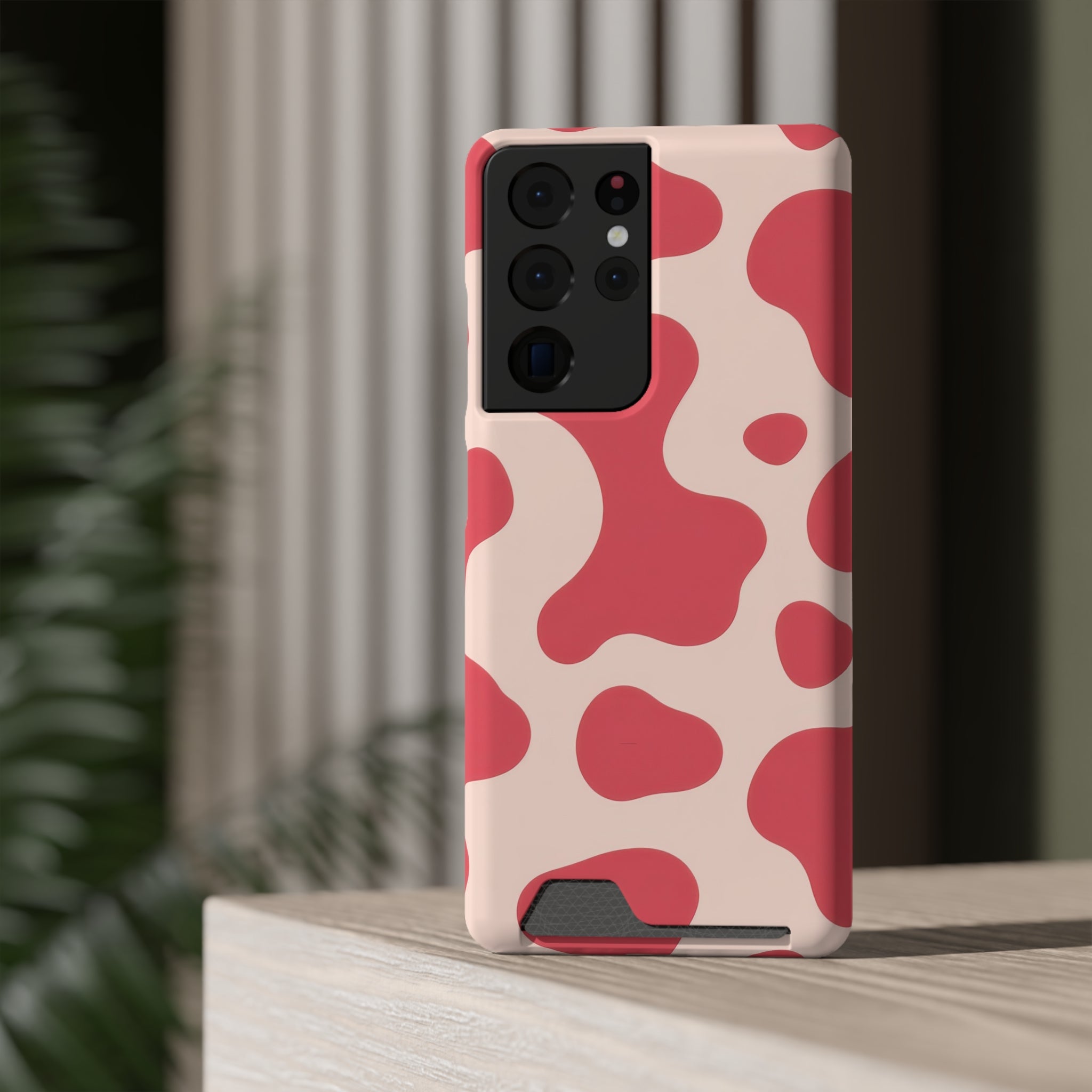 Red Jungle Cow Phone Case With Card Holder, Artsulli - Art is Long, Life is Short, Phone Case, , , , , , ,