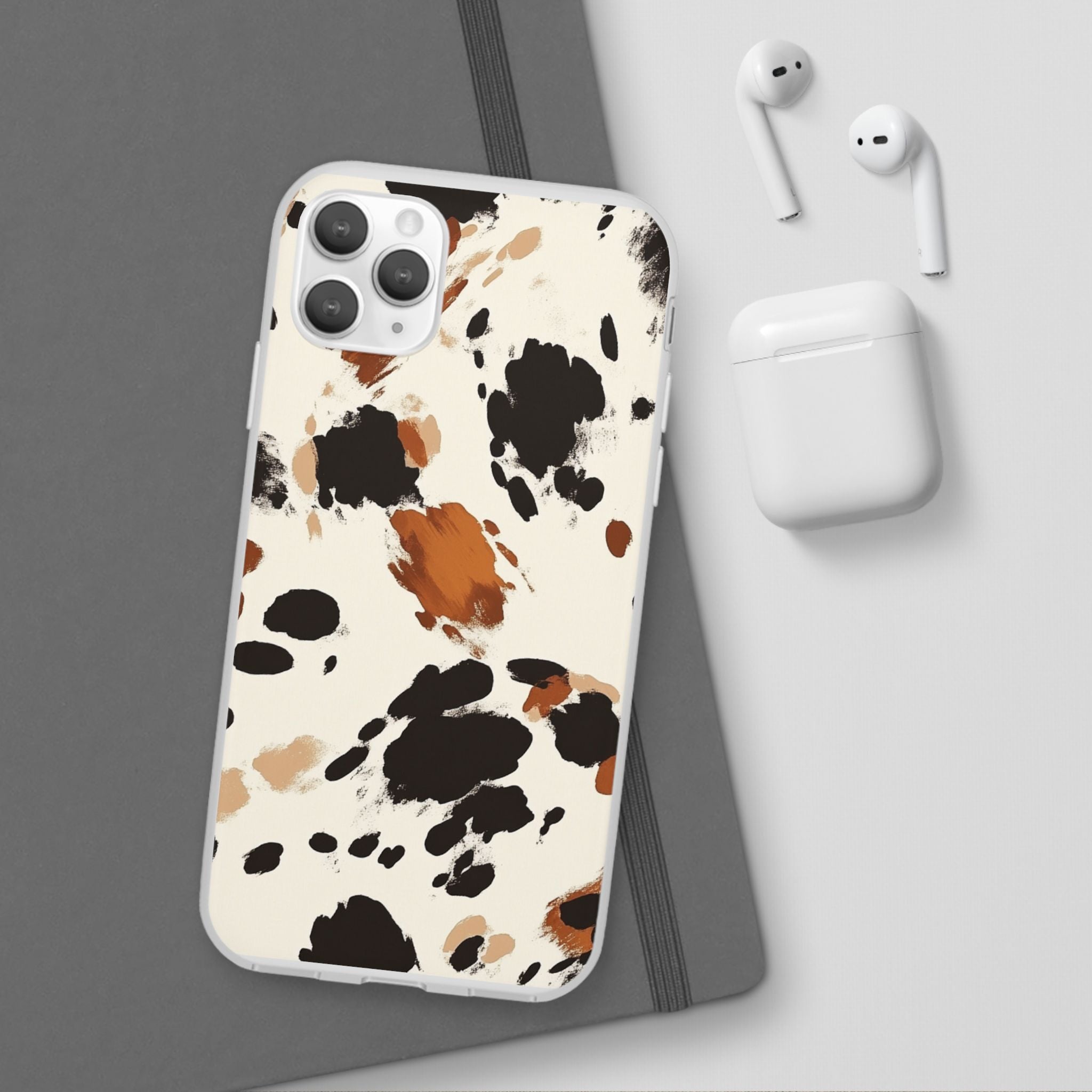 Brown Cow Print Phone Case, Artsulli - Art is Long, Life is Short, Phone Case, , , , , , ,
