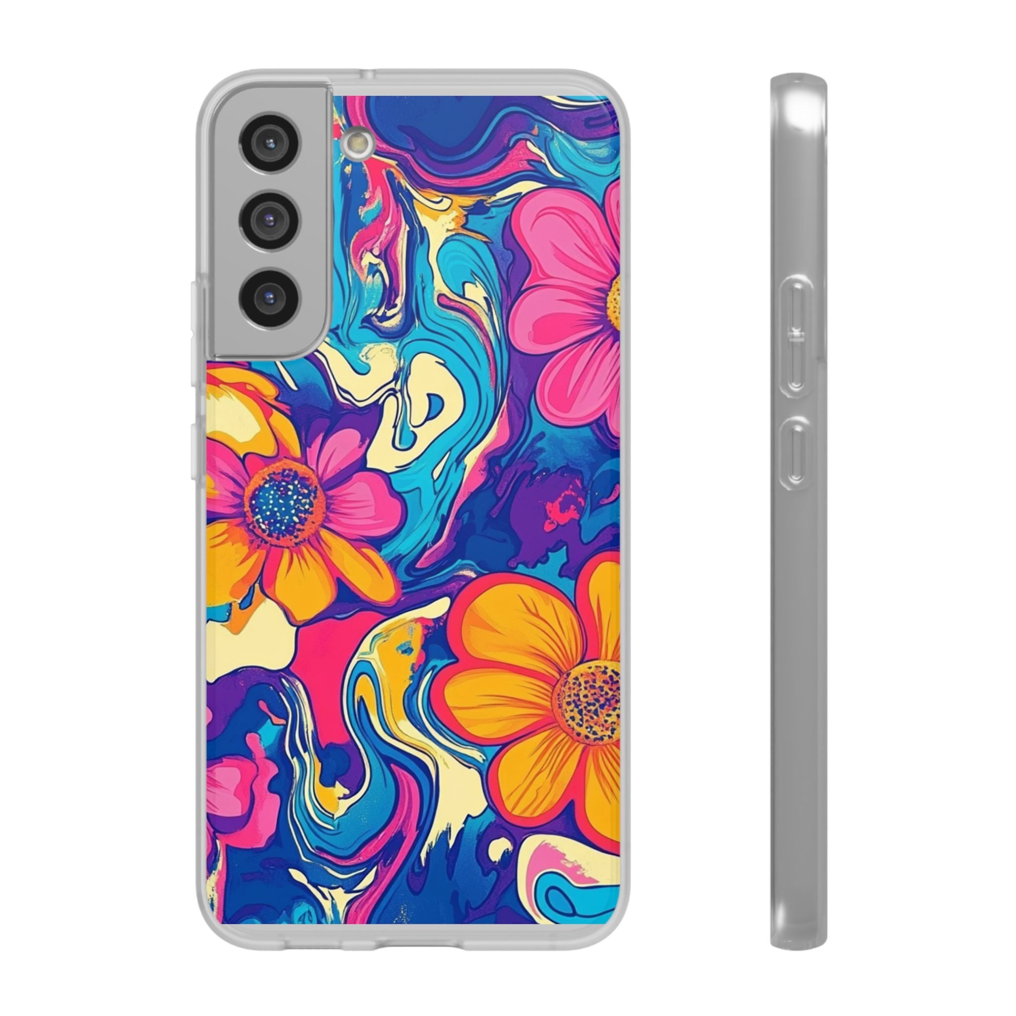 Vibrant Psychedelic Floral Flexi Case, Artsulli - Art is Long, Life is Short, Phone Case, Size, Samsung Galaxy S22 Plus with gift packaging, , , , , 26218143706512147422