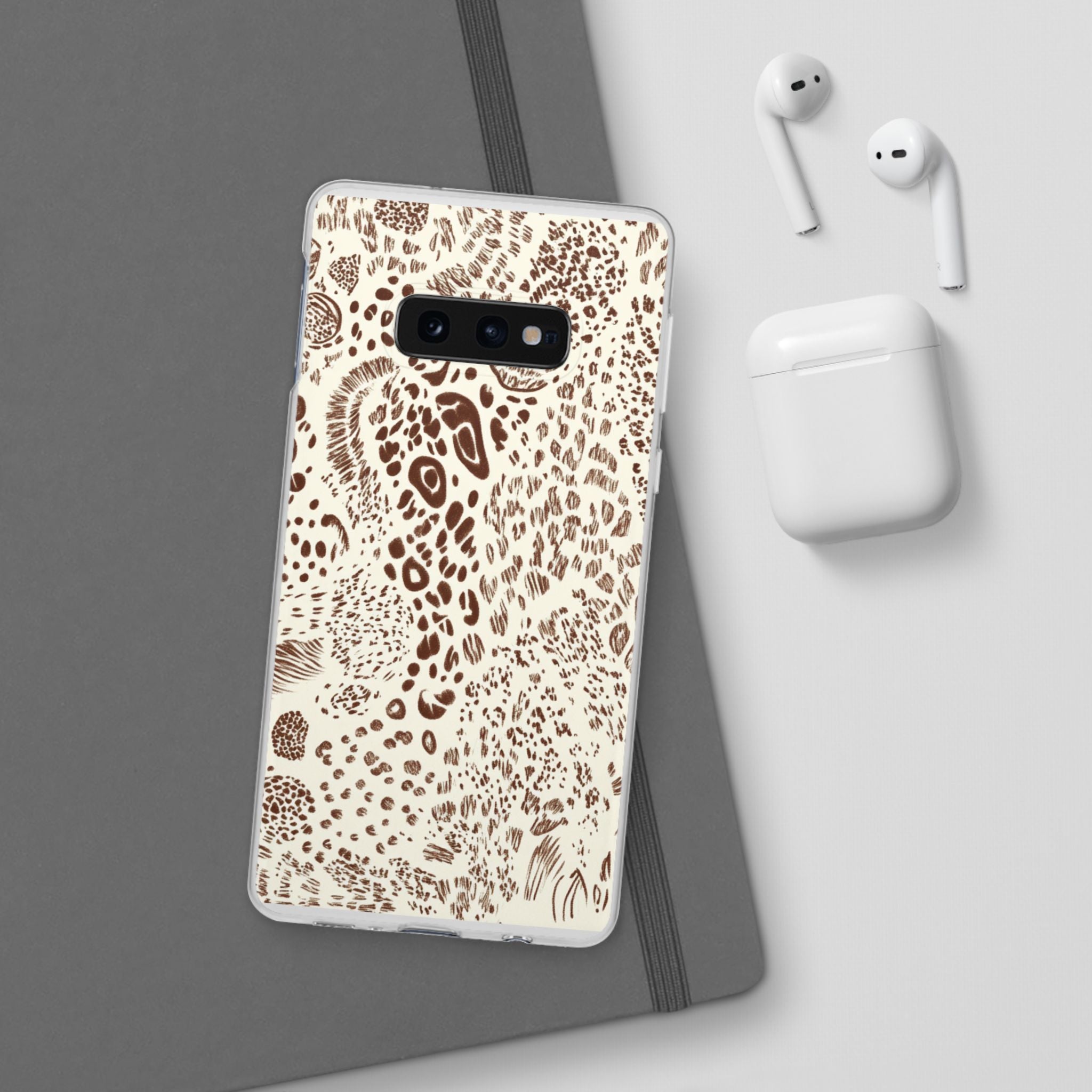 Brown Animal Print Flexi Case, Artsulli - Art is Long, Life is Short, Phone Case, , , , , , ,