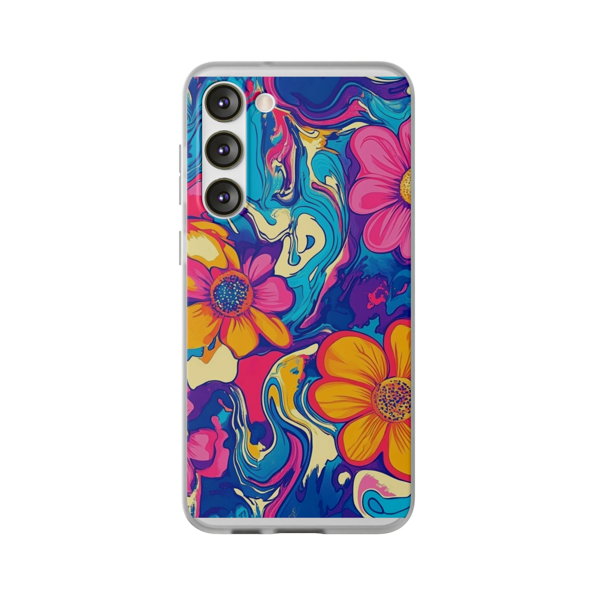 Vibrant Psychedelic Floral Flexi Case, Artsulli - Art is Long, Life is Short, Phone Case, Size, Samsung Galaxy S23 Plus with gift packaging, , , , , 19897109548662364868