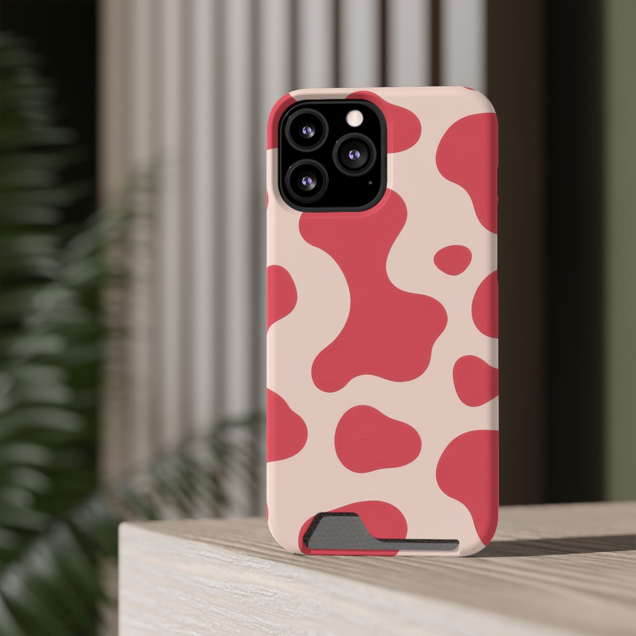 Red Jungle Cow Phone Case With Card Holder, Artsulli - Art is Long, Life is Short, Phone Case, , , , , , ,