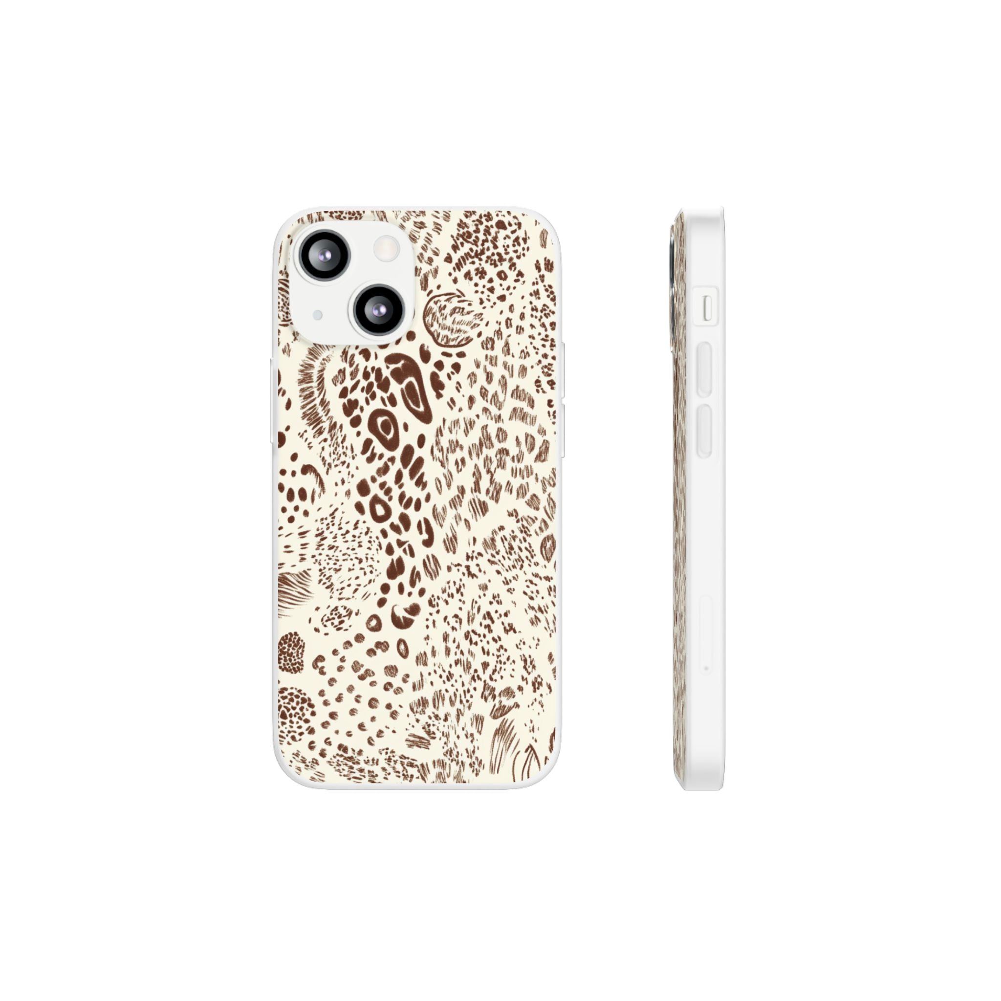 Brown Animal Print Flexi Case, Artsulli - Art is Long, Life is Short, Phone Case, Size, iPhone 13 Mini, , , , , 20322788658285988580