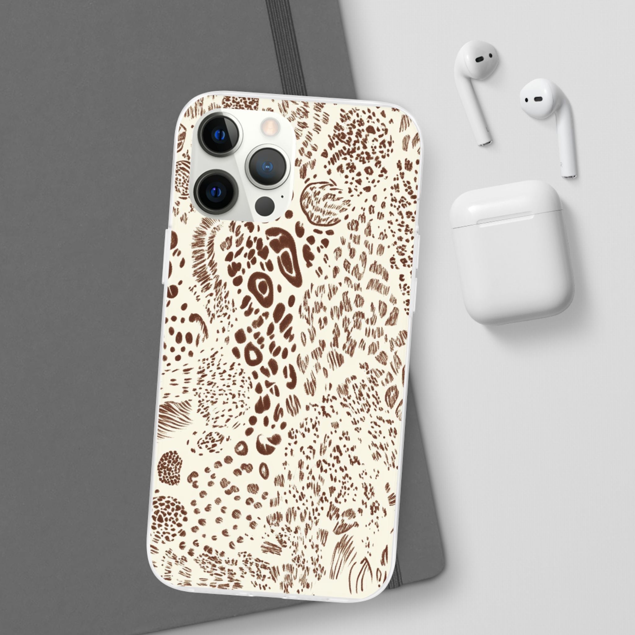 Brown Animal Print Flexi Case, Artsulli - Art is Long, Life is Short, Phone Case, , , , , , ,