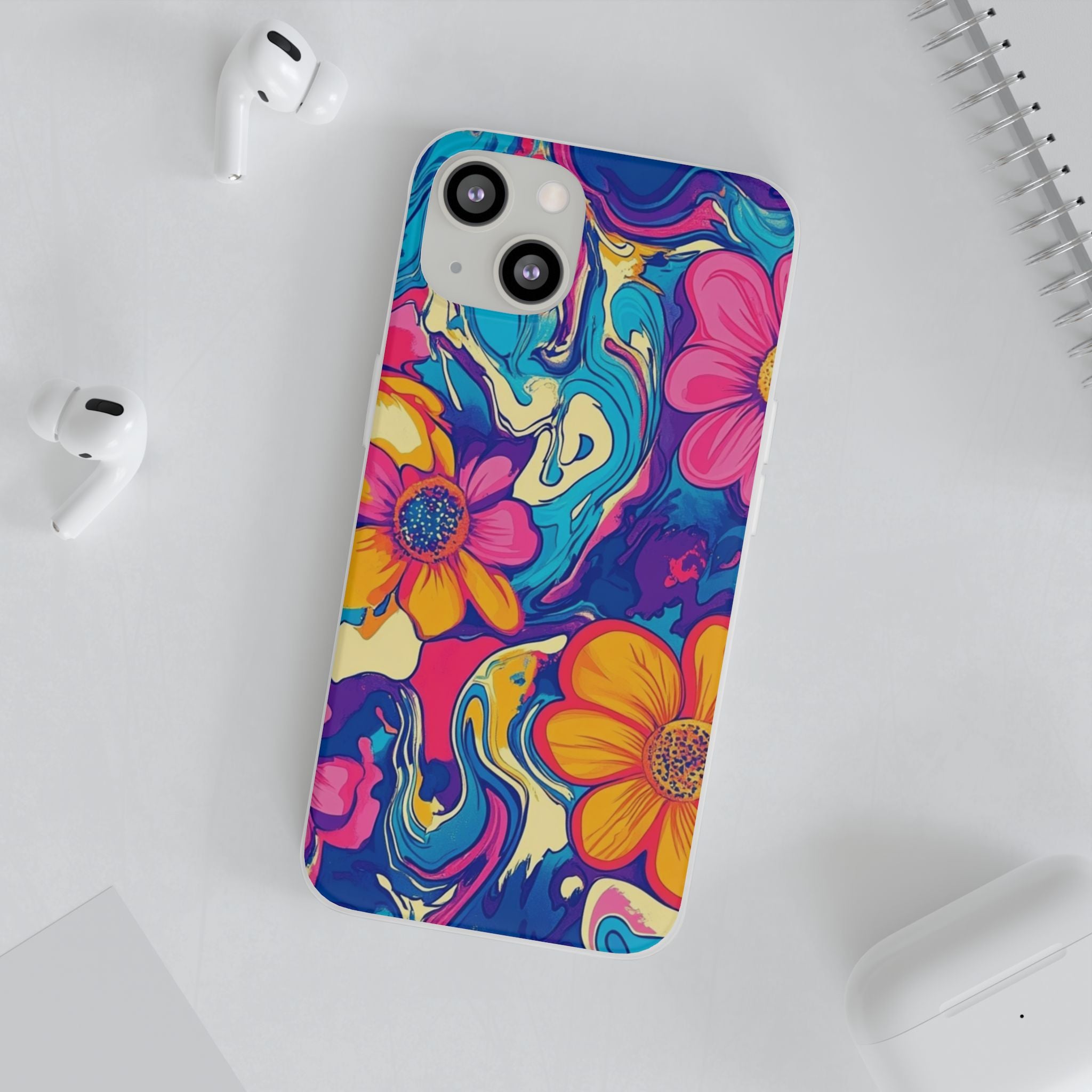 Vibrant Psychedelic Floral Flexi Case, Artsulli - Art is Long, Life is Short, Phone Case, , , , , , ,