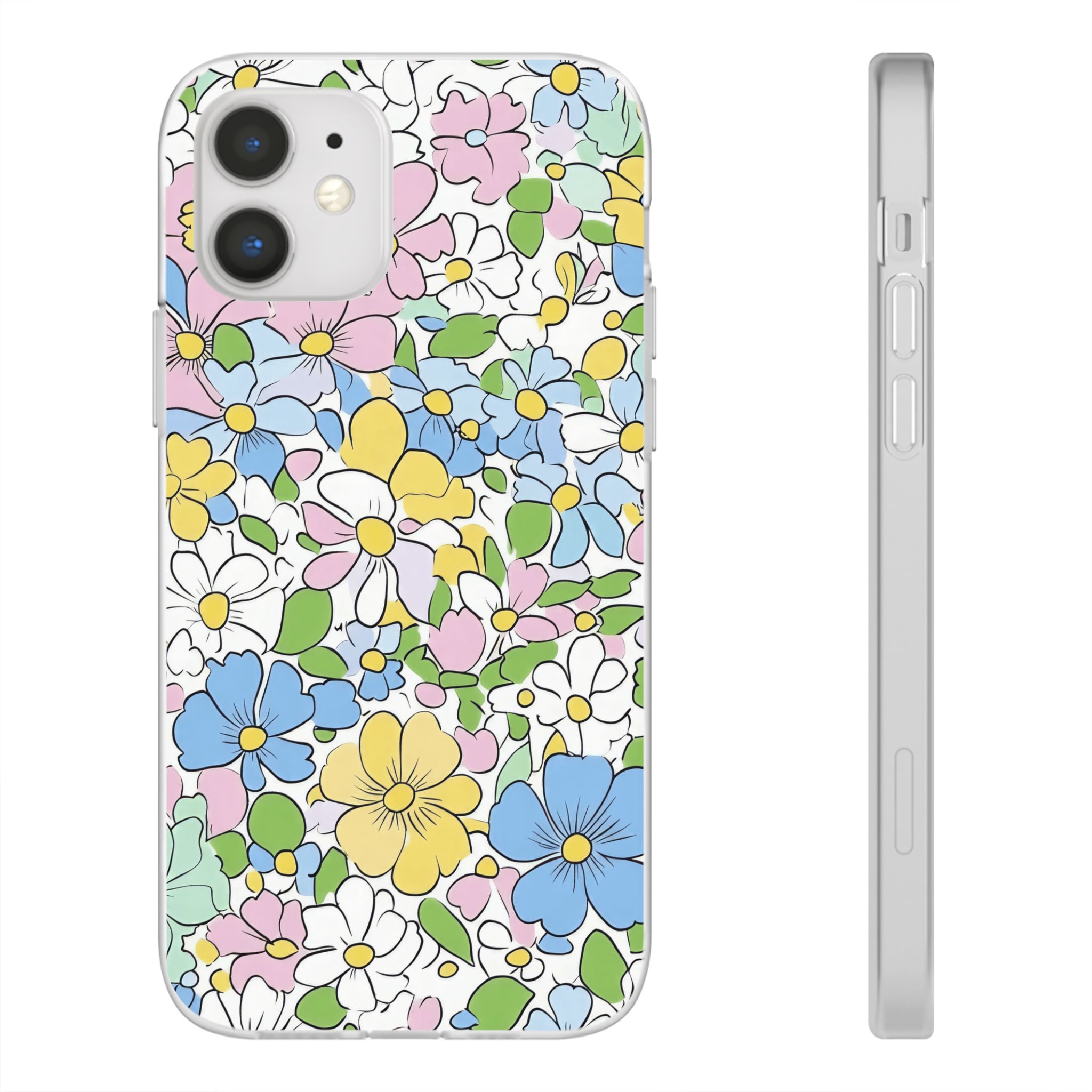 Colorful Floral Clear Flexi Case, Artsulli - Art is Long, Life is Short, Phone Case, Size, iPhone 12, , , , , 20777574283038995403