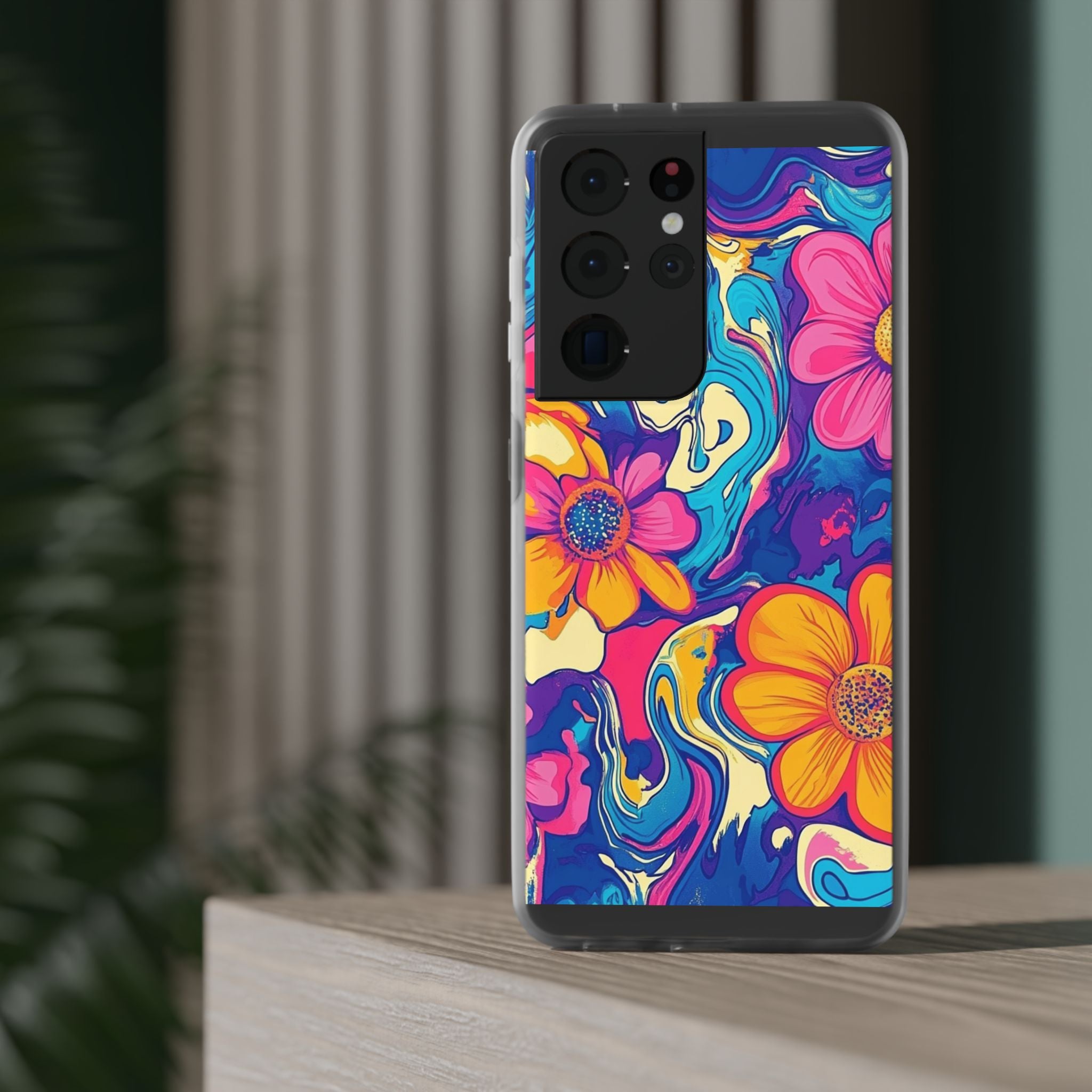 Vibrant Psychedelic Floral Flexi Case, Artsulli - Art is Long, Life is Short, Phone Case, , , , , , ,