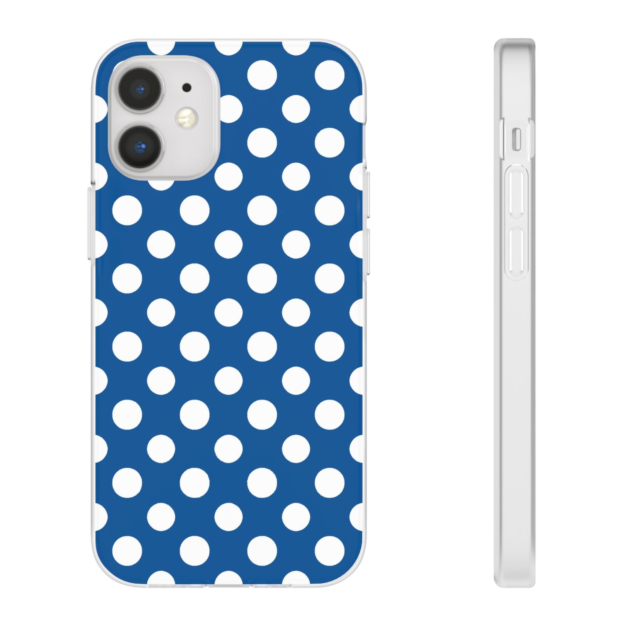 Blue and White Polka Dot iPhone Case, Artsulli - Art is Long, Life is Short, Phone Case, Size, iPhone 12 Mini, , , , , 13293617899040393024