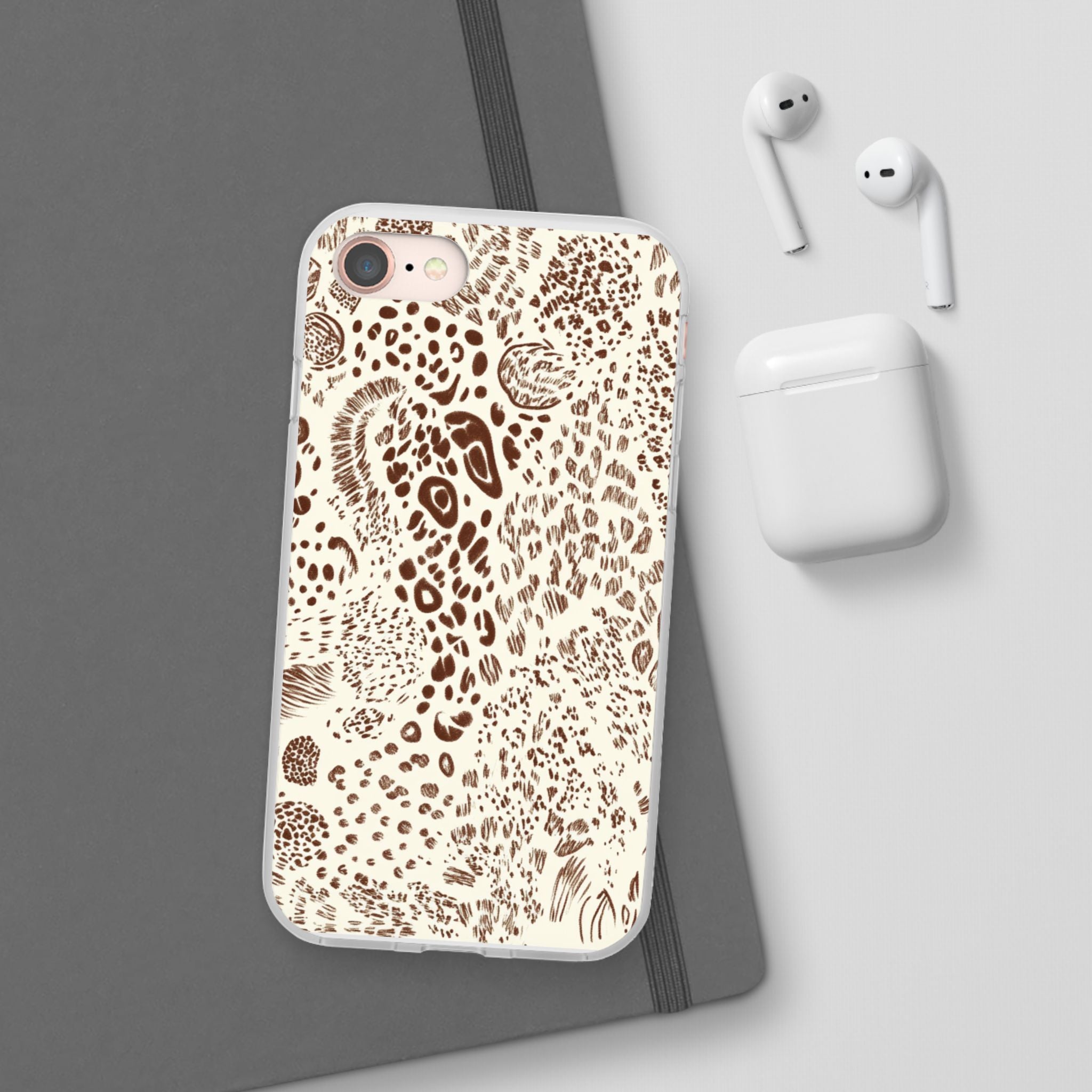 Brown Animal Print Flexi Case, Artsulli - Art is Long, Life is Short, Phone Case, , , , , , ,