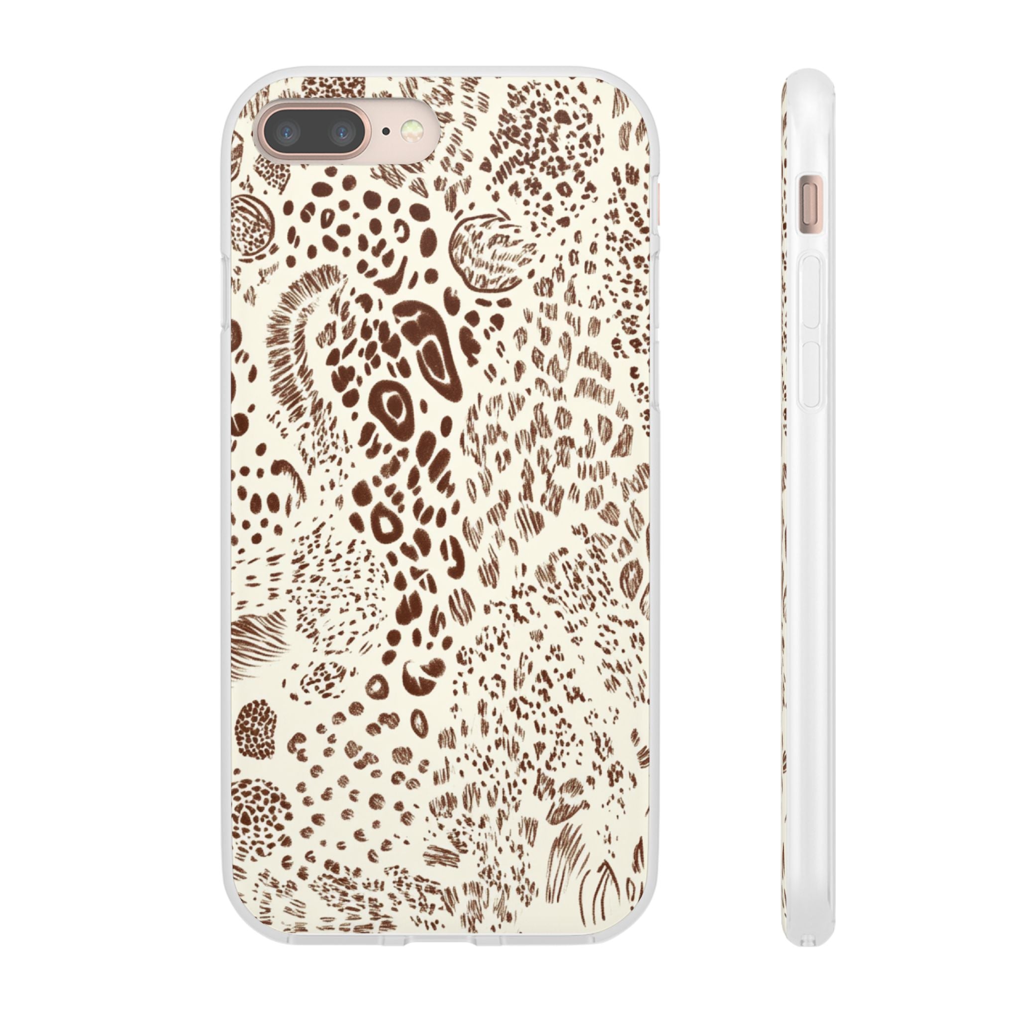 Brown Animal Print Flexi Case, Artsulli - Art is Long, Life is Short, Phone Case, Size, iPhone 8 Plus, , , , , 14862348521473735620