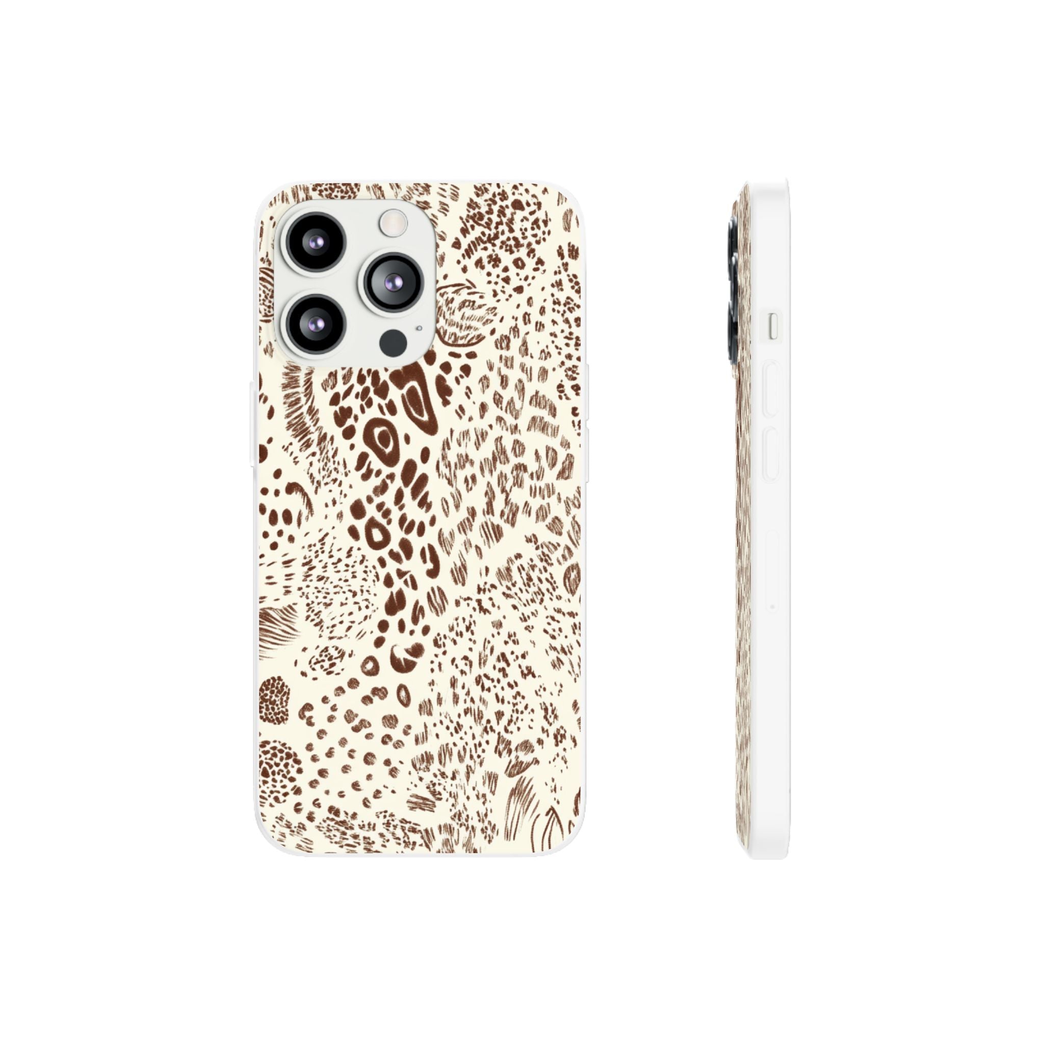 Brown Animal Print Flexi Case, Artsulli - Art is Long, Life is Short, Phone Case, Size, iPhone 13 Pro, , , , , 21925644264913381911