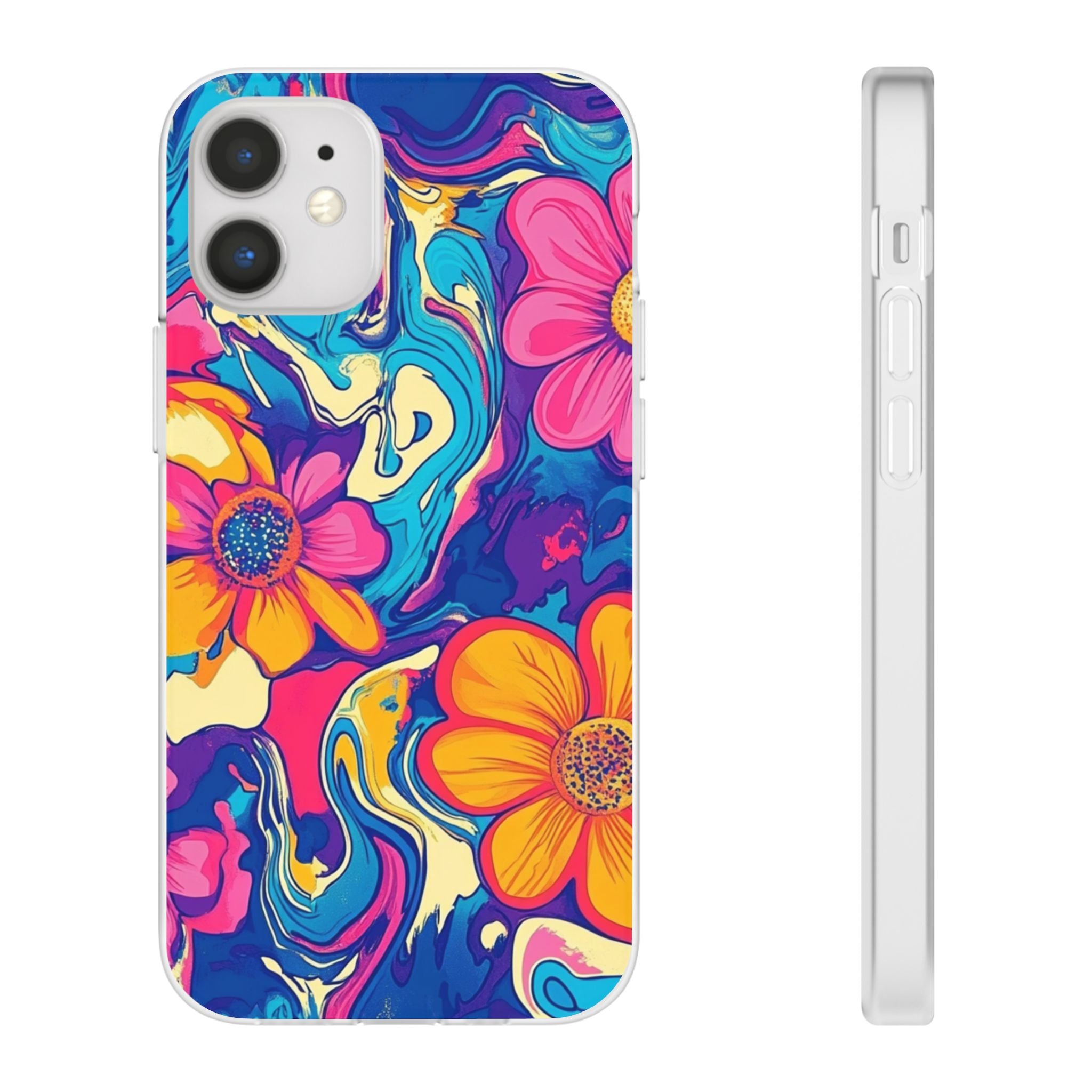 Vibrant Psychedelic Floral Flexi Case, Artsulli - Art is Long, Life is Short, Phone Case, Size, iPhone 12 Mini with gift packaging, , , , , 18612997704053687759