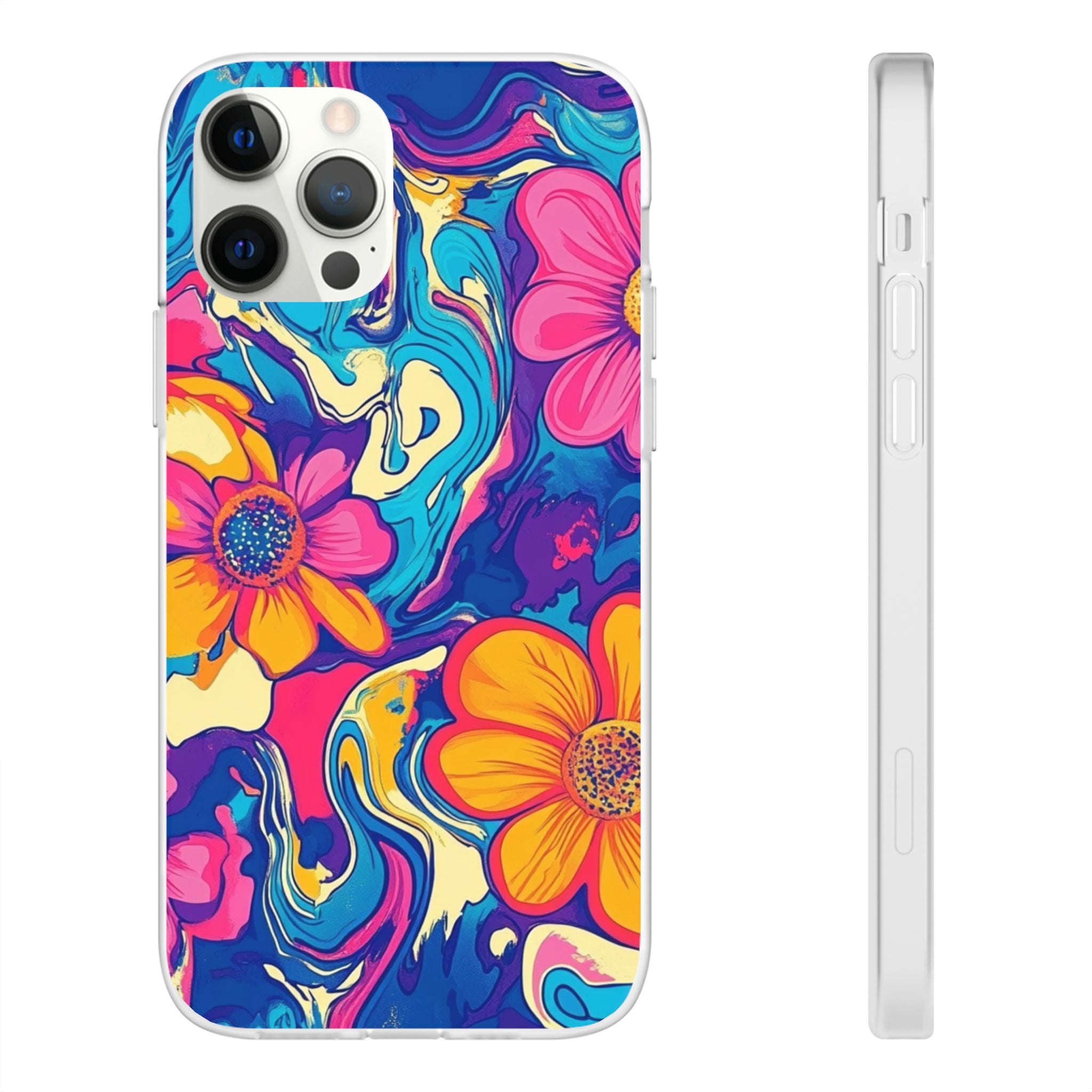 Vibrant Psychedelic Floral Flexi Case, Artsulli - Art is Long, Life is Short, Phone Case, Size, iPhone 12 Pro with gift packaging, , , , , 49476935407449059943