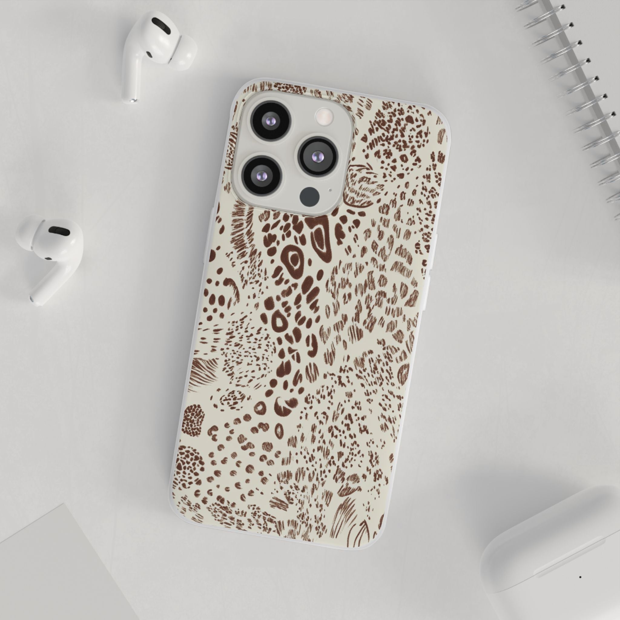 Brown Animal Print Flexi Case, Artsulli - Art is Long, Life is Short, Phone Case, , , , , , ,