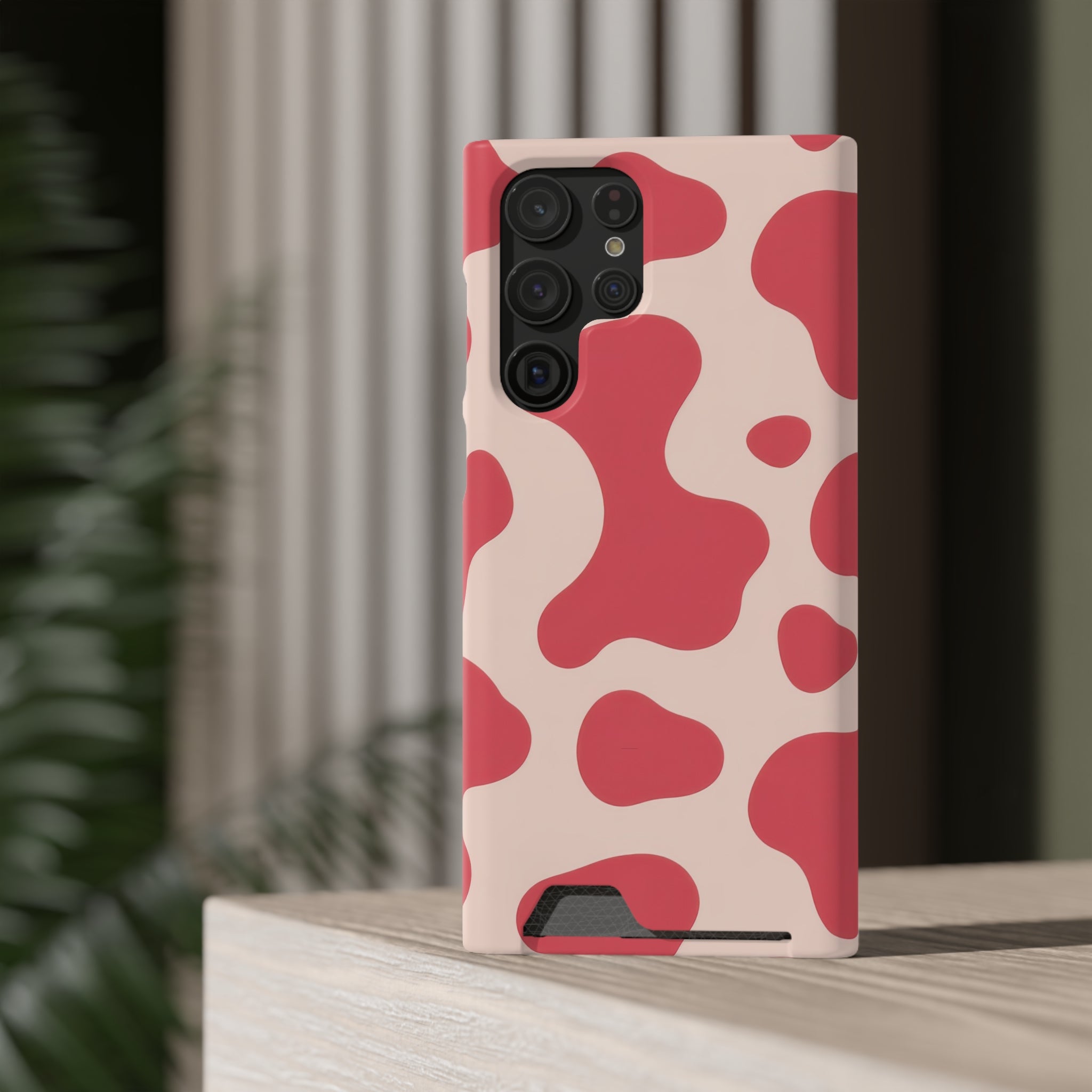 Red Jungle Cow Phone Case With Card Holder, Artsulli - Art is Long, Life is Short, Phone Case, , , , , , ,