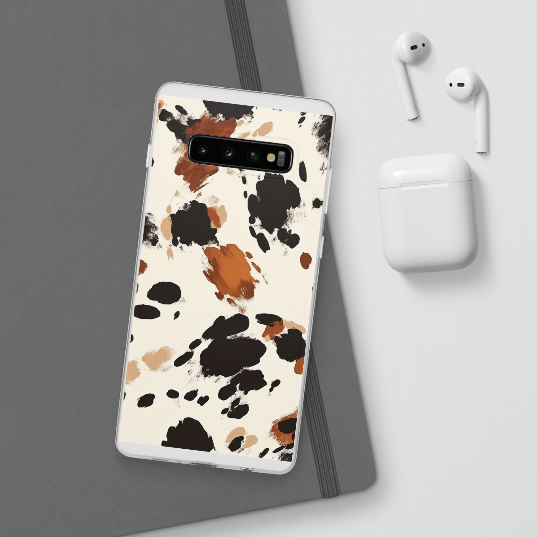 Brown Cow Print Phone Case, Artsulli - Art is Long, Life is Short, Phone Case, , , , , , ,