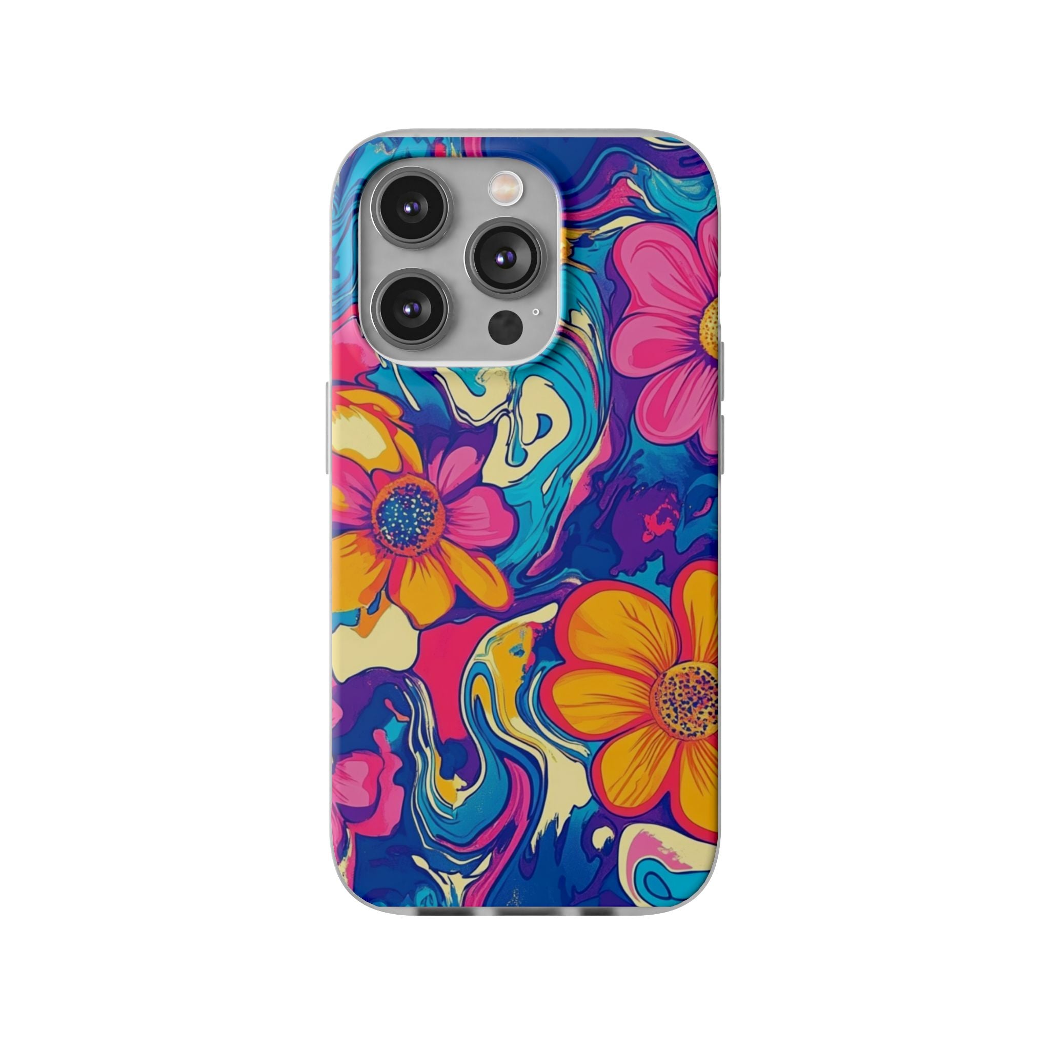 Vibrant Psychedelic Floral Flexi Case, Artsulli - Art is Long, Life is Short, Phone Case, Size, iPhone 14 Pro with gift packaging, , , , , 18520287793994496046