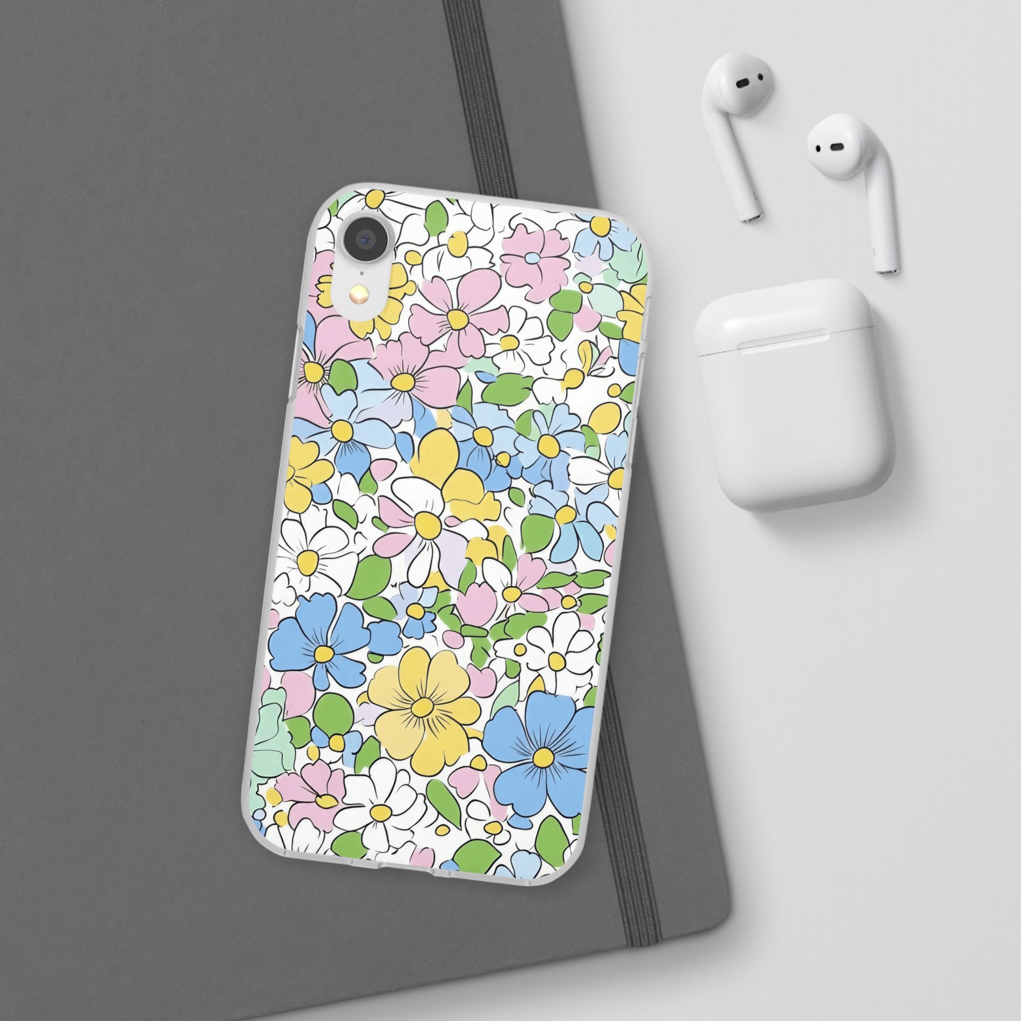 Colorful Floral Clear Flexi Case, Artsulli - Art is Long, Life is Short, Phone Case, , , , , , ,