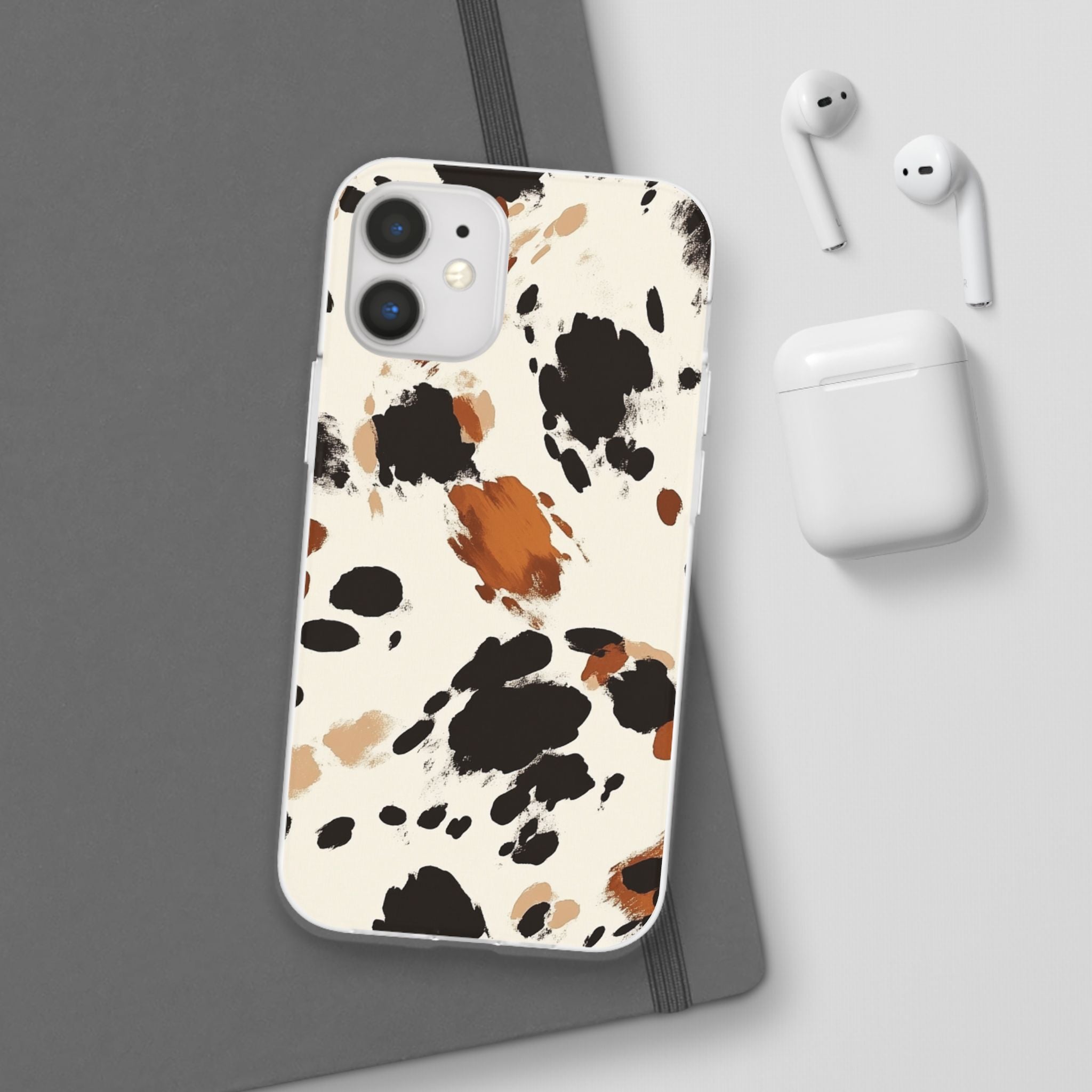 Brown Cow Print Phone Case, Artsulli - Art is Long, Life is Short, Phone Case, , , , , , ,