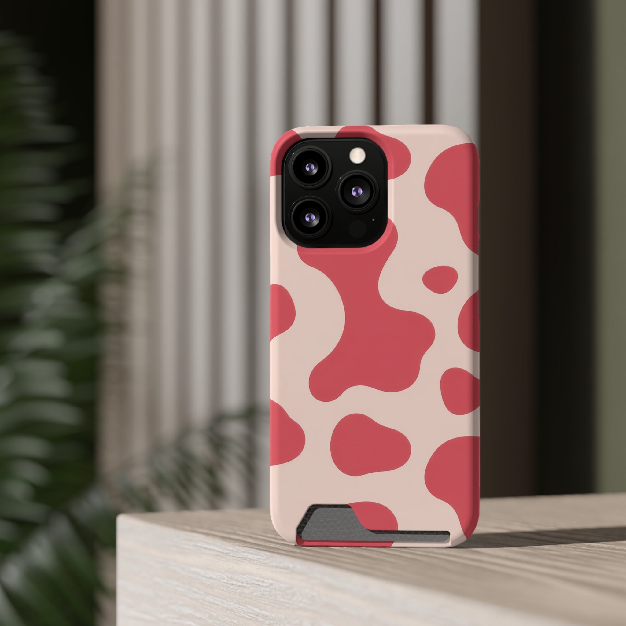 Red Jungle Cow Phone Case With Card Holder, Artsulli - Art is Long, Life is Short, Phone Case, , , , , , ,