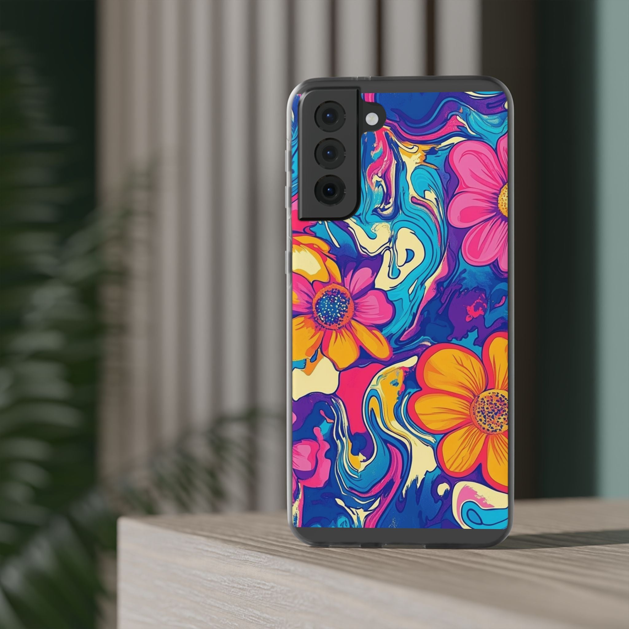Vibrant Psychedelic Floral Flexi Case, Artsulli - Art is Long, Life is Short, Phone Case, , , , , , ,