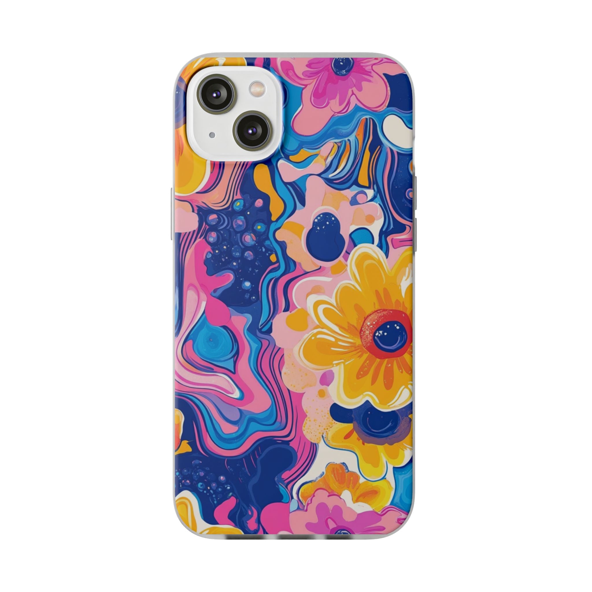 Psychedelic Floral iPhone Case, Artsulli - Art is Long, Life is Short, Phone Case, Size, iPhone 14 Plus with gift packaging, , , , , 27390806609098875405