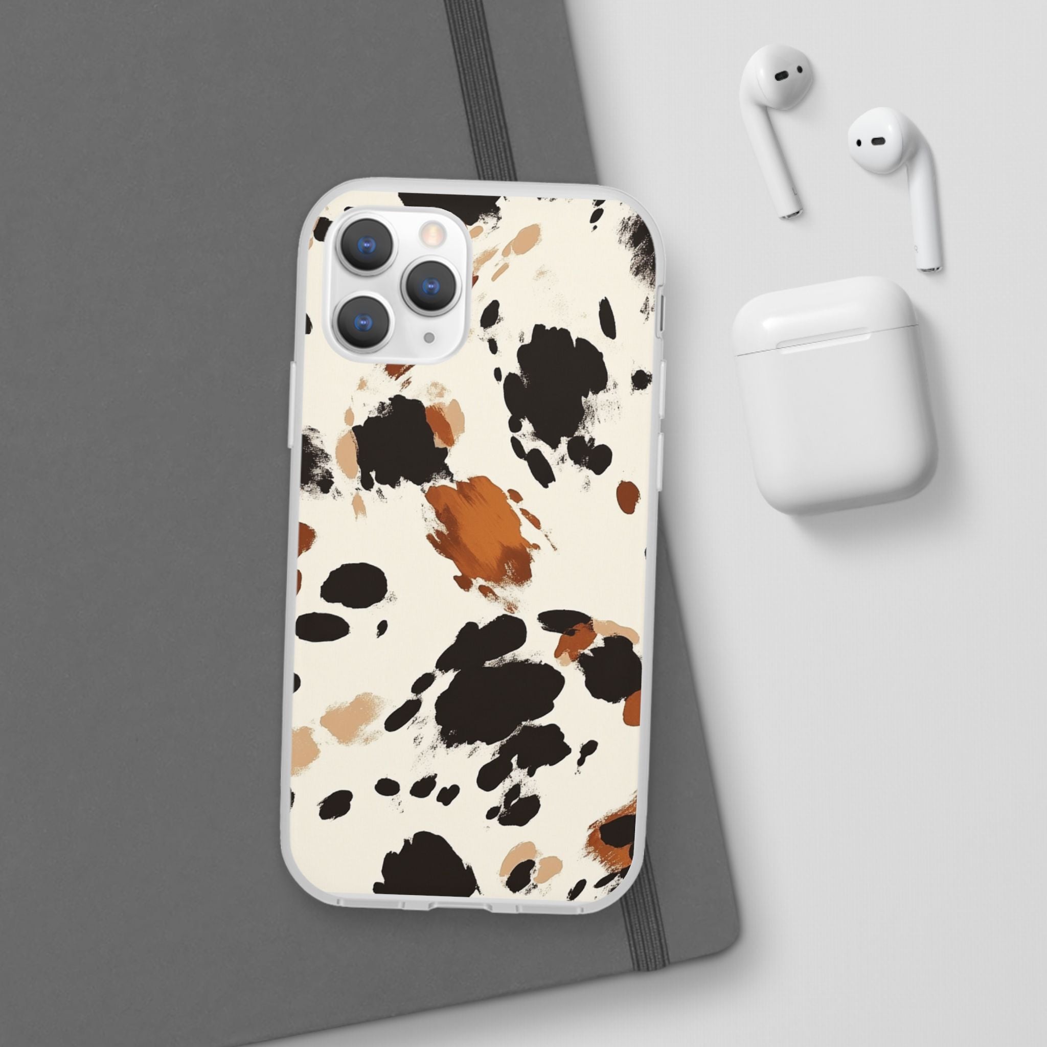 Brown Cow Print Phone Case, Artsulli - Art is Long, Life is Short, Phone Case, , , , , , ,