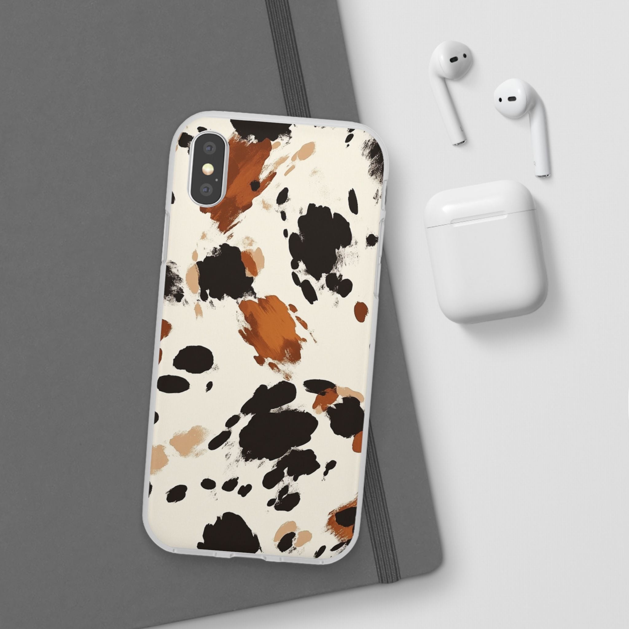 Brown Cow Print Phone Case, Artsulli - Art is Long, Life is Short, Phone Case, , , , , , ,