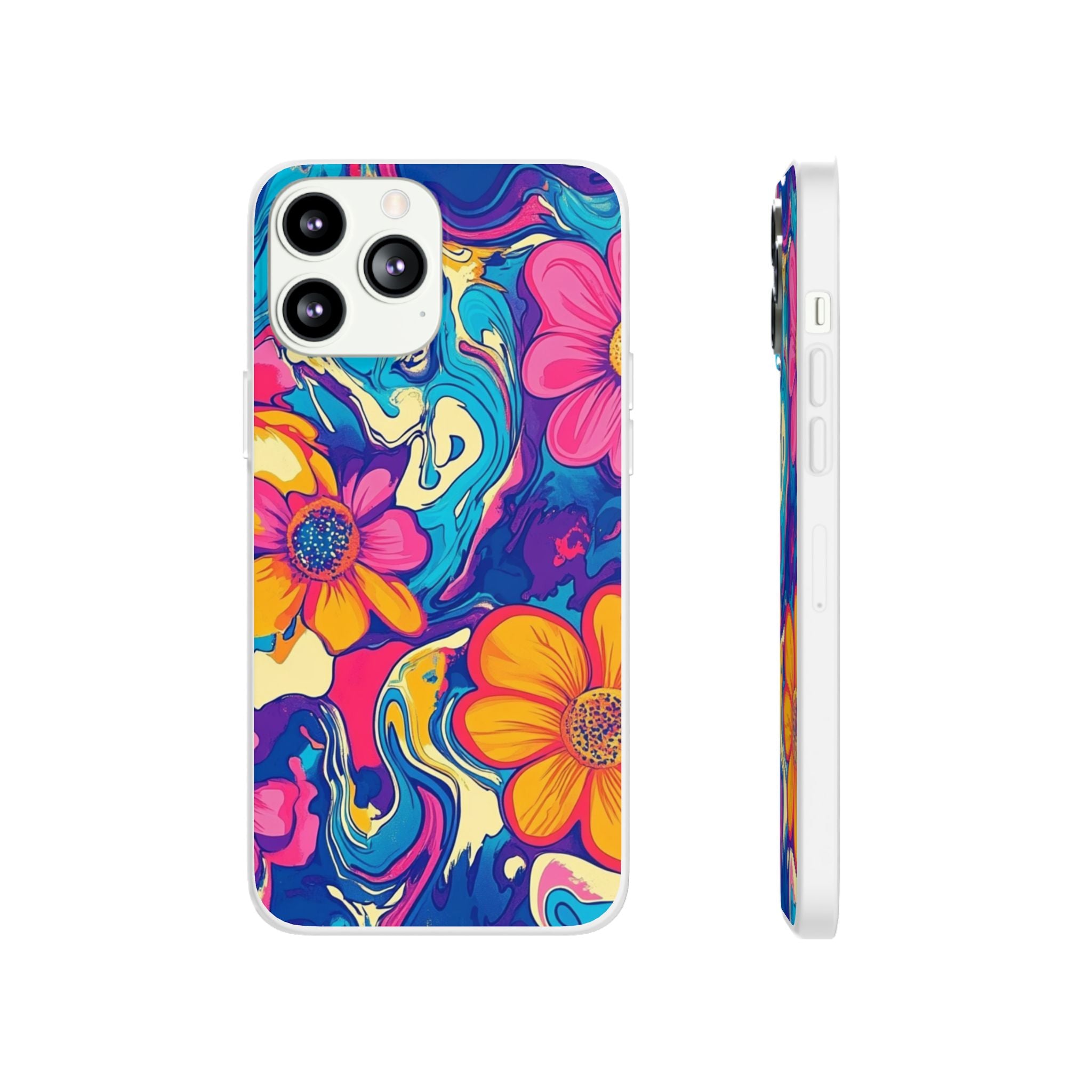 Vibrant Psychedelic Floral Flexi Case, Artsulli - Art is Long, Life is Short, Phone Case, Size, iPhone 13 Pro Max, , , , , 12956216217349860402