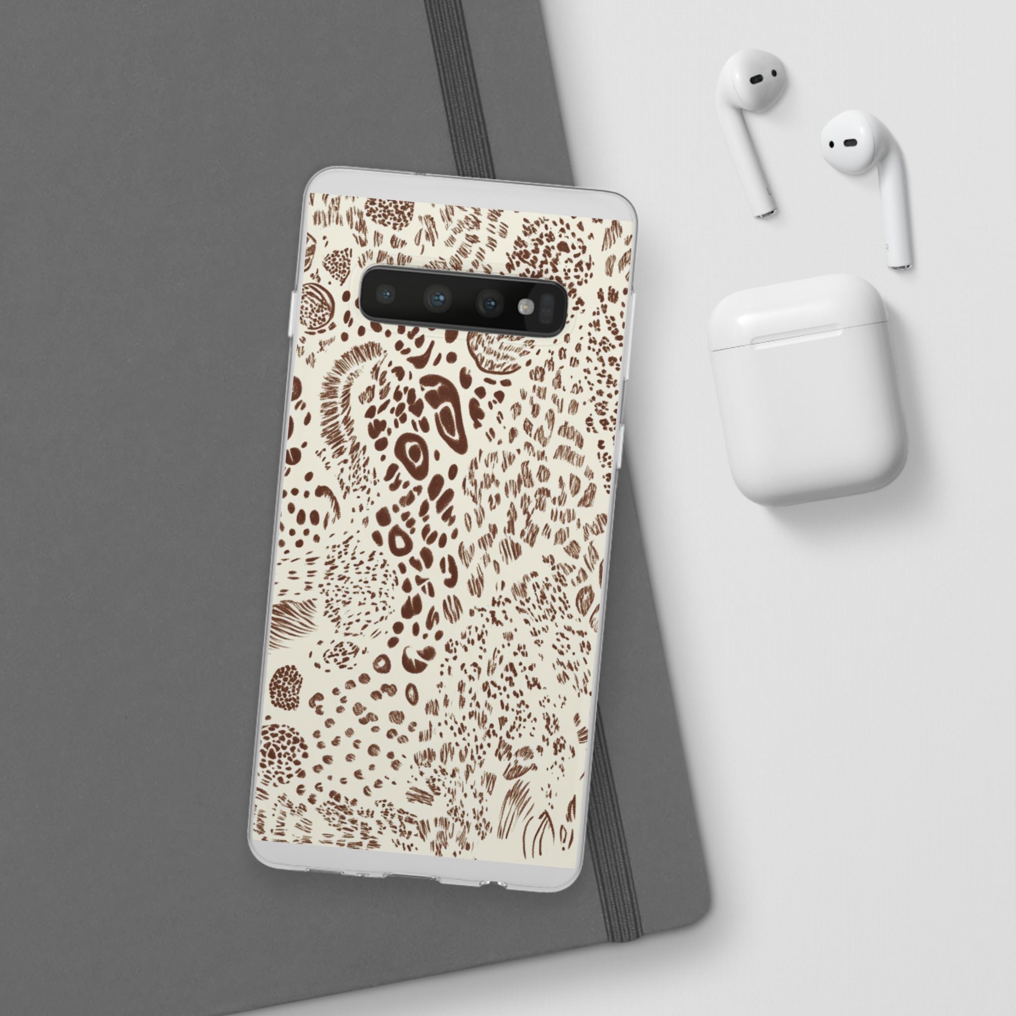 Brown Animal Print Flexi Case, Artsulli - Art is Long, Life is Short, Phone Case, , , , , , ,