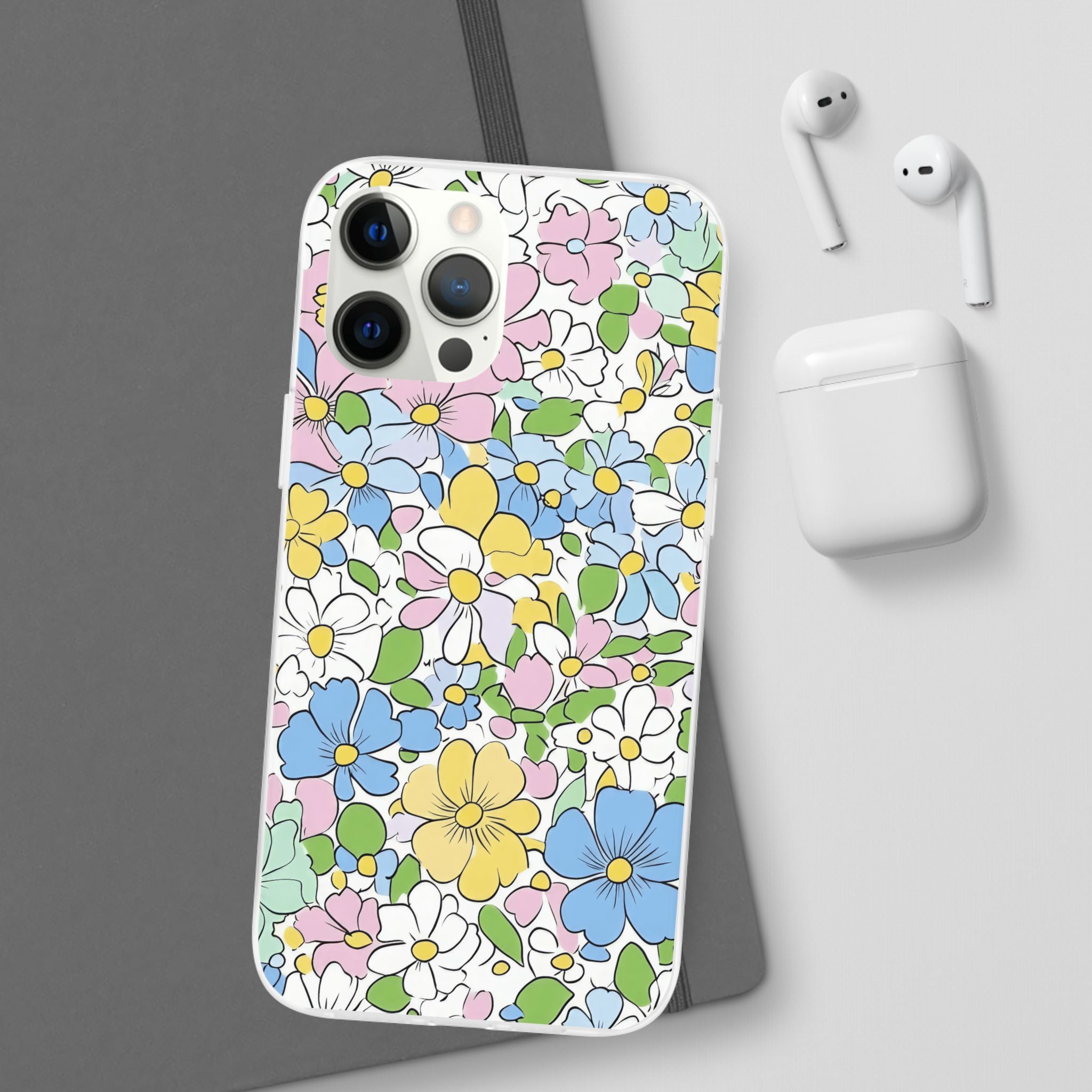 Colorful Floral Clear Flexi Case, Artsulli - Art is Long, Life is Short, Phone Case, , , , , , ,