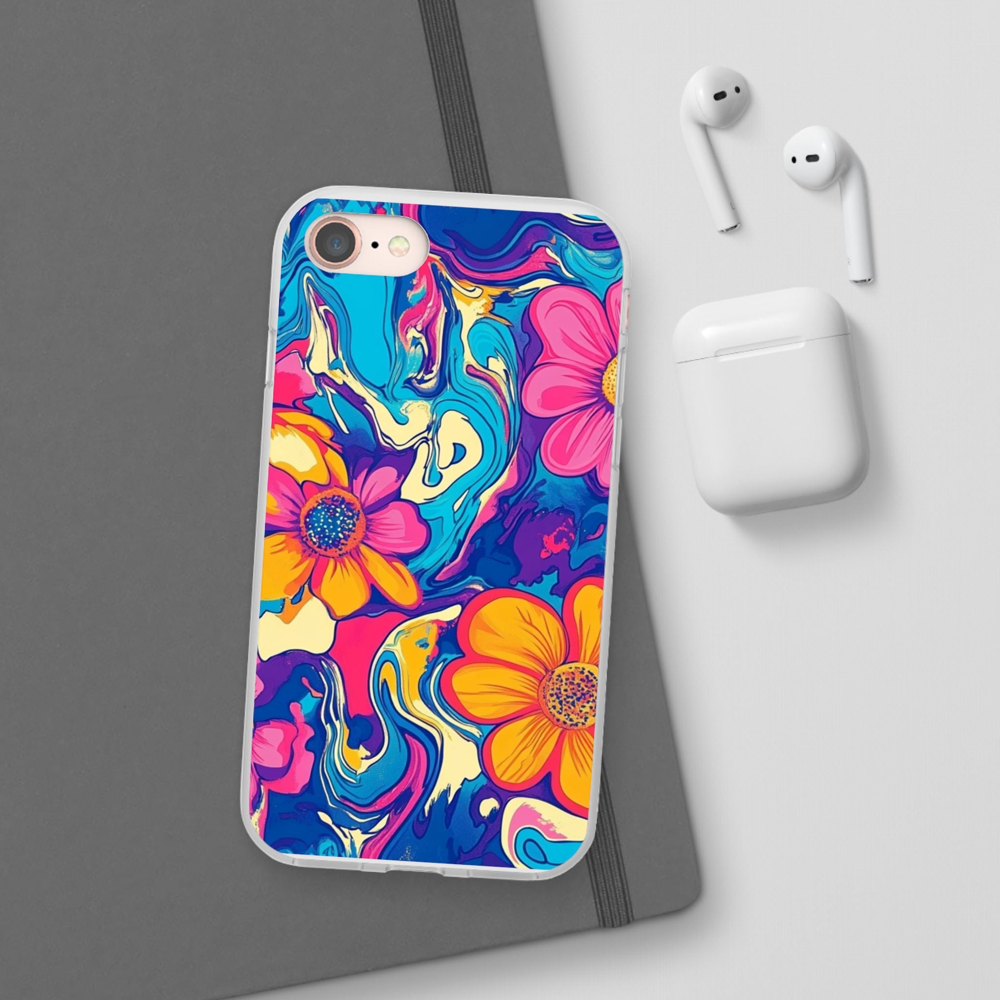 Vibrant Psychedelic Floral Flexi Case, Artsulli - Art is Long, Life is Short, Phone Case, , , , , , ,