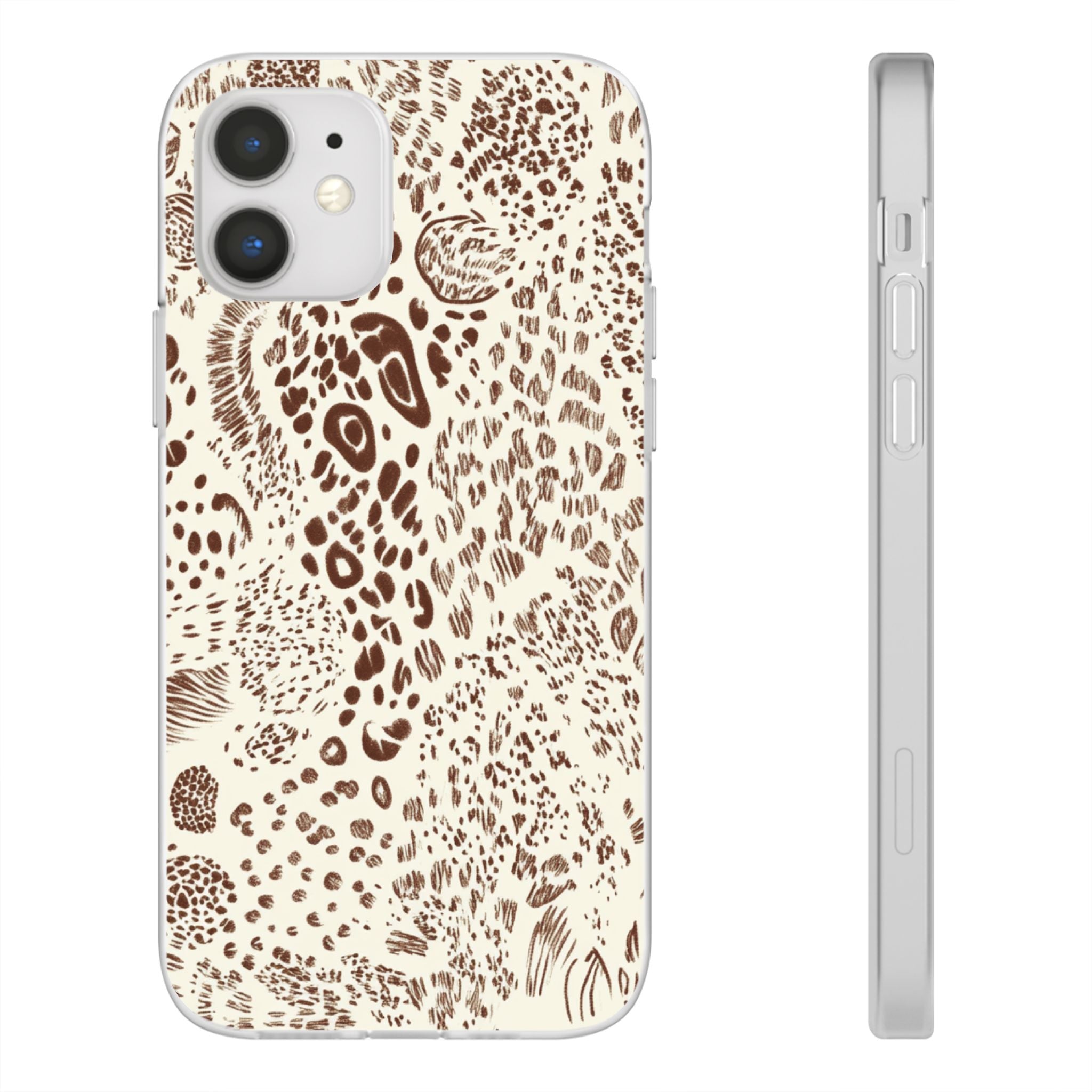 Brown Animal Print Flexi Case, Artsulli - Art is Long, Life is Short, Phone Case, Size, iPhone 12, , , , , 40382096257874921804