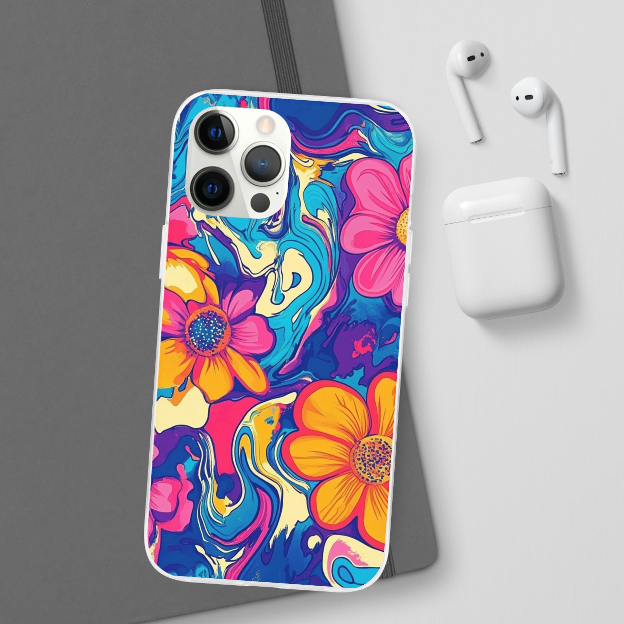 Vibrant Psychedelic Floral Flexi Case, Artsulli - Art is Long, Life is Short, Phone Case, , , , , , ,