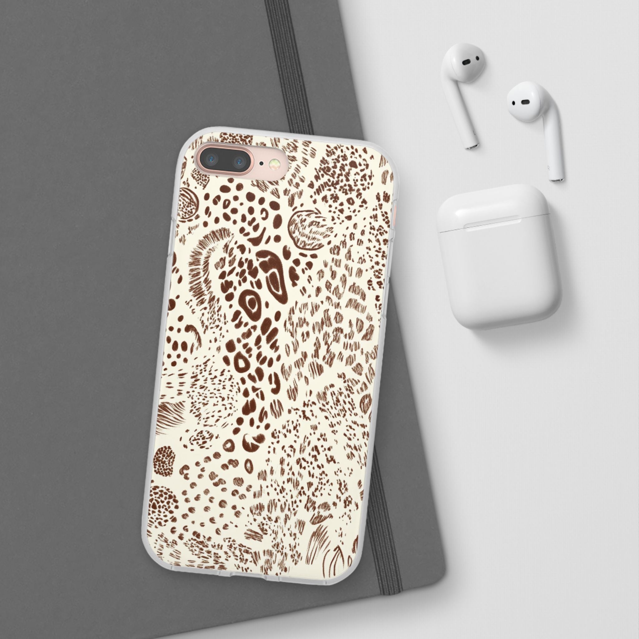 Brown Animal Print Flexi Case, Artsulli - Art is Long, Life is Short, Phone Case, , , , , , ,
