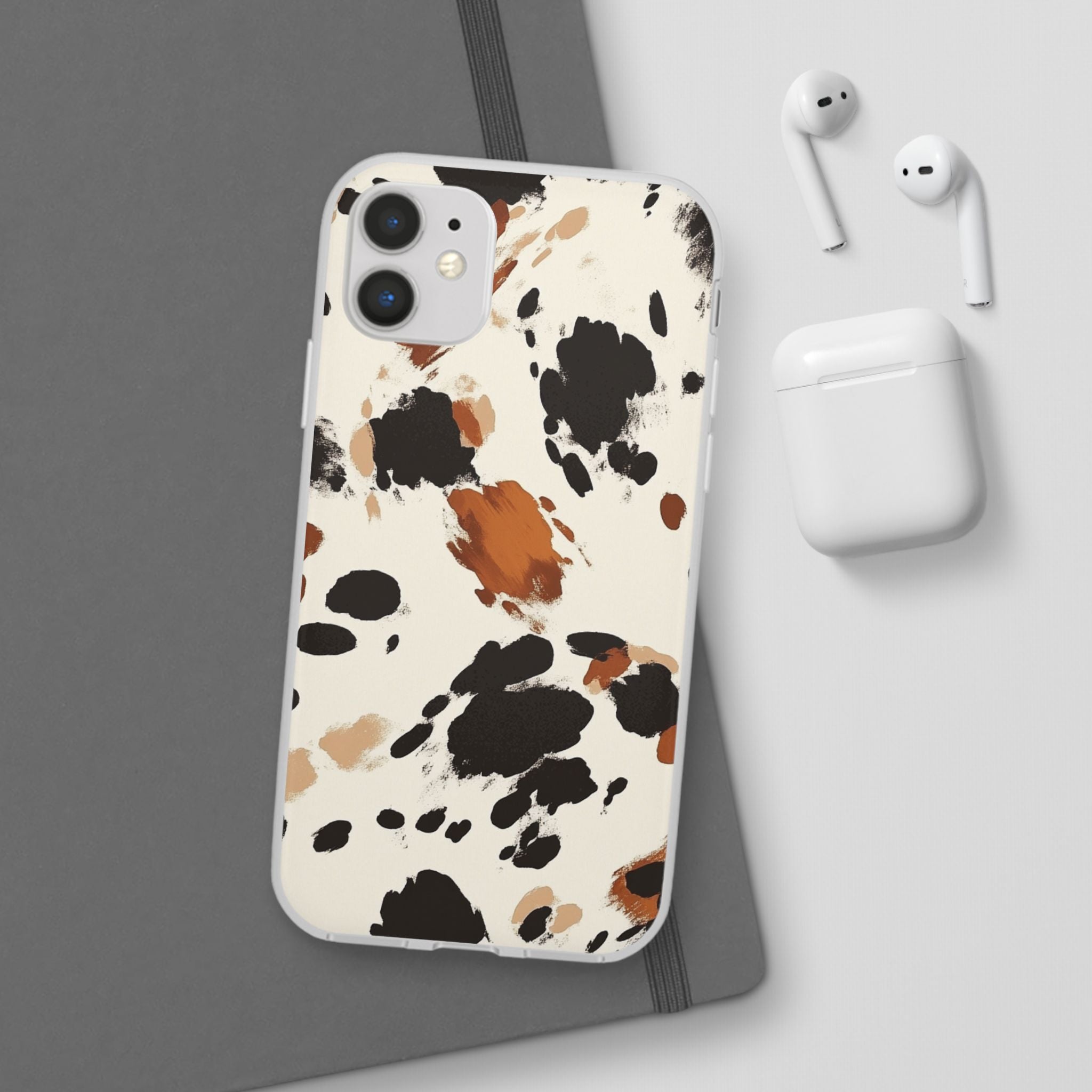 Brown Cow Print Phone Case, Artsulli - Art is Long, Life is Short, Phone Case, , , , , , ,