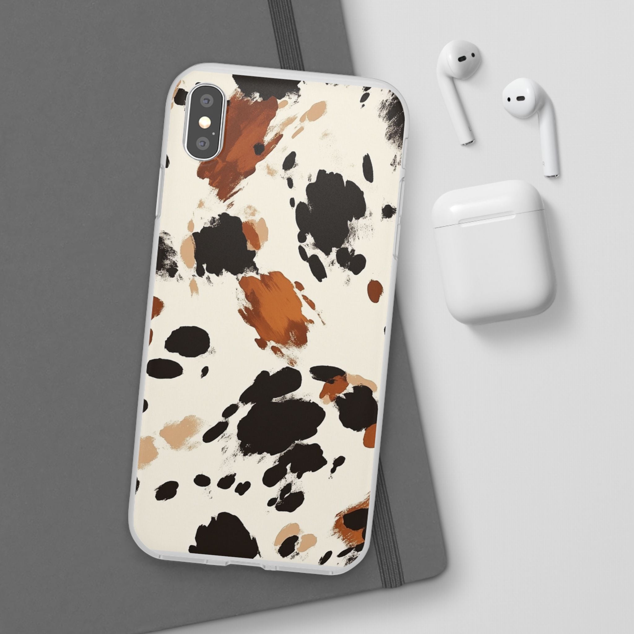 Brown Cow Print Phone Case, Artsulli - Art is Long, Life is Short, Phone Case, , , , , , ,