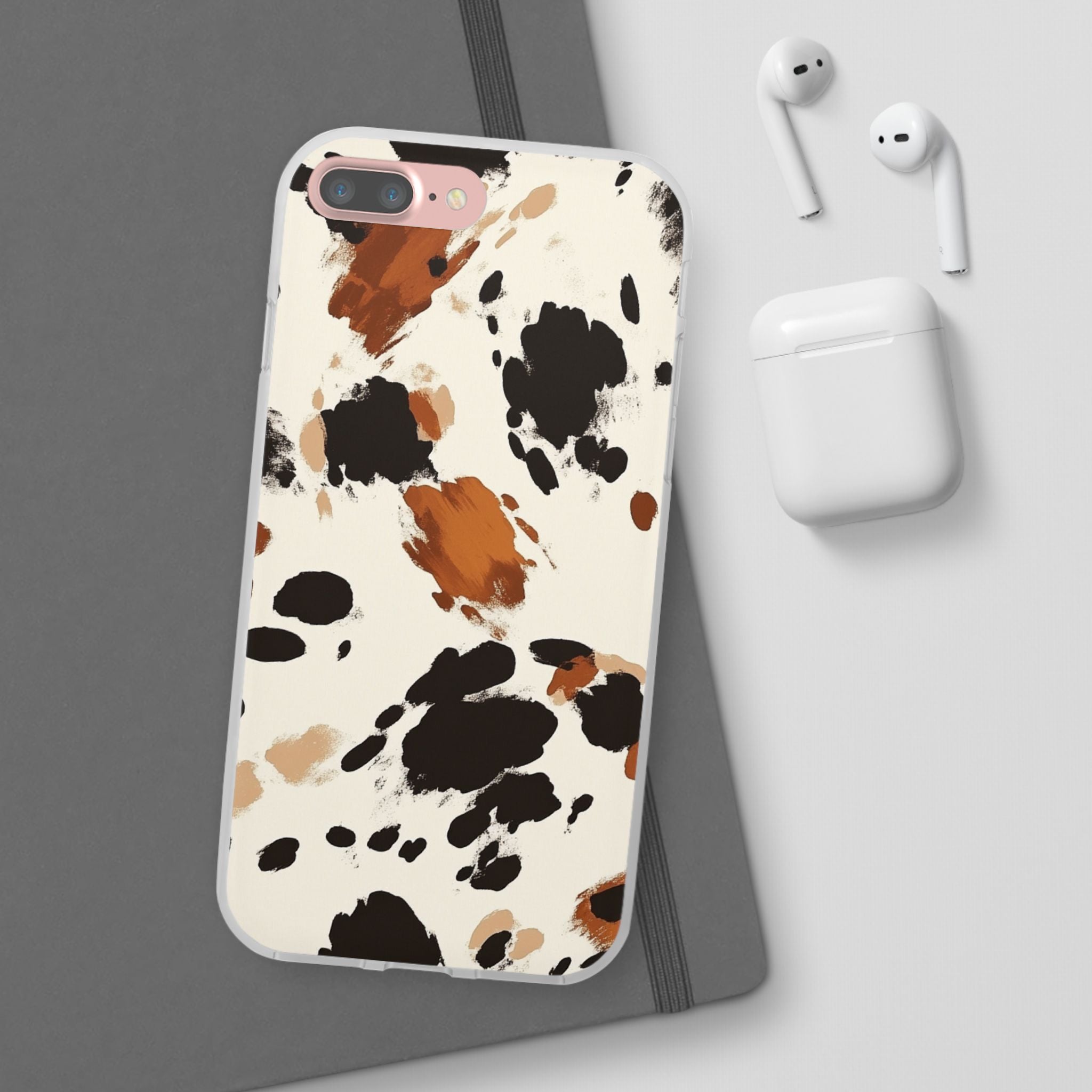 Brown Cow Print Phone Case, Artsulli - Art is Long, Life is Short, Phone Case, , , , , , ,