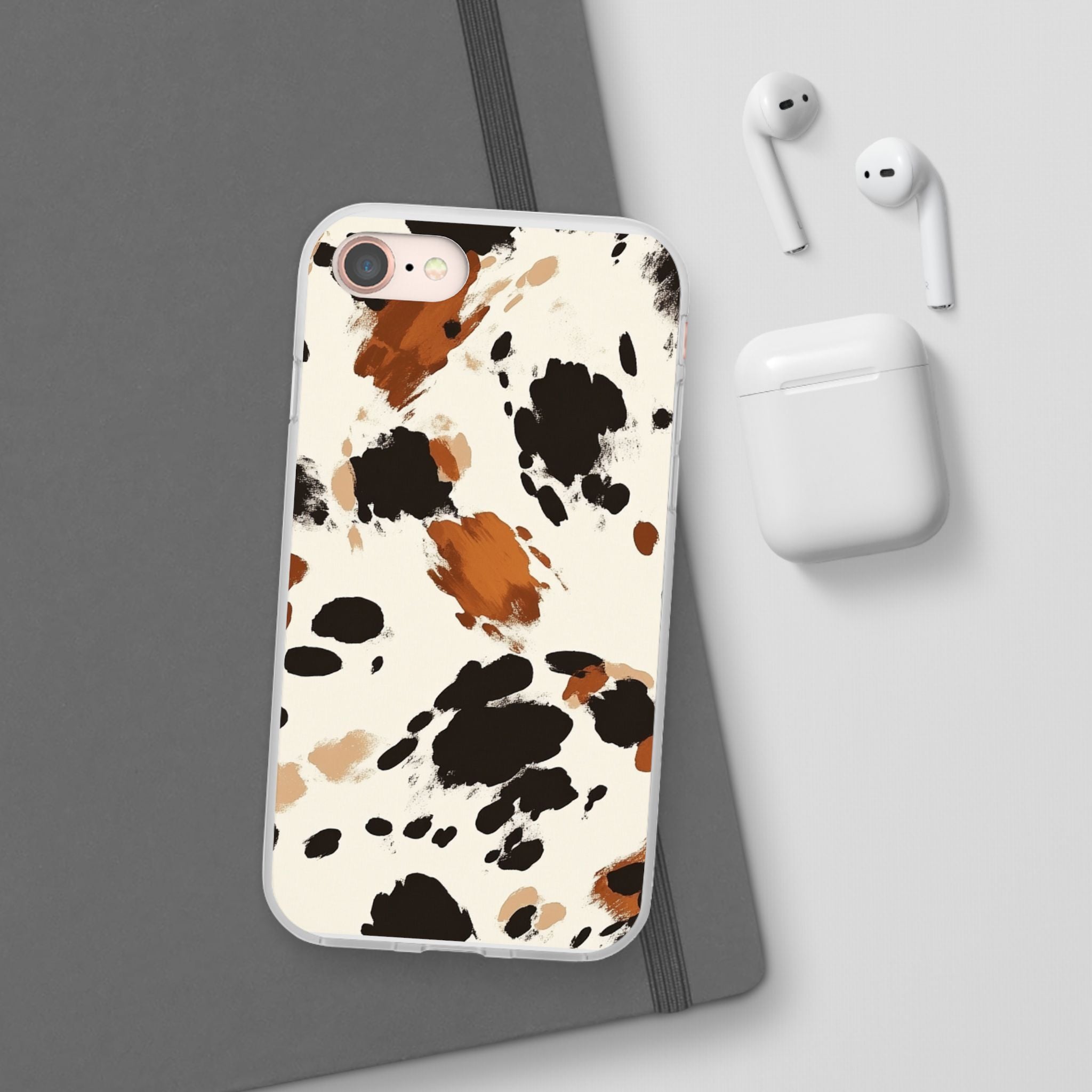 Brown Cow Print Phone Case, Artsulli - Art is Long, Life is Short, Phone Case, , , , , , ,